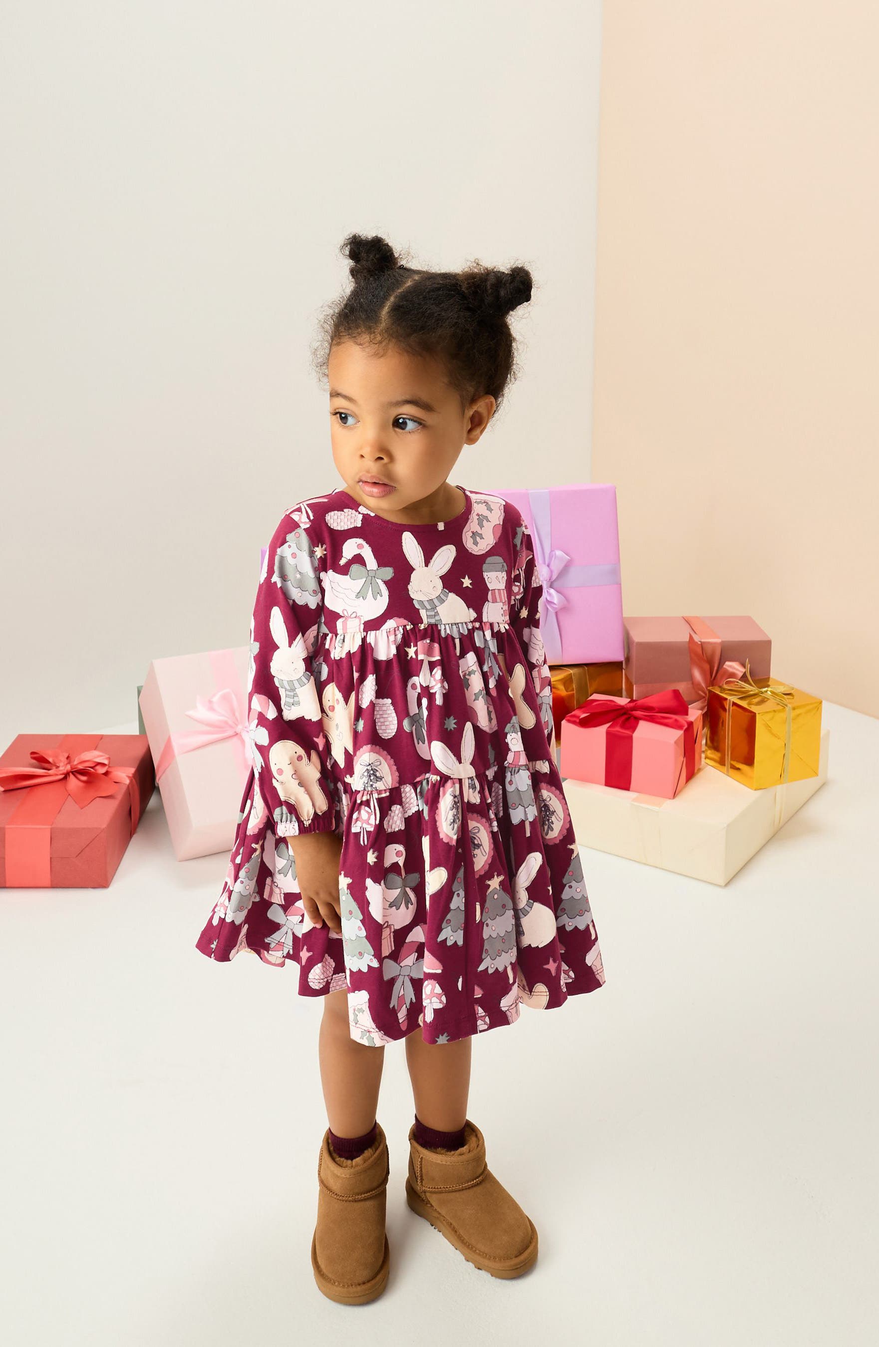 NEXT Kids' Long Sleeve Print Skater Dress