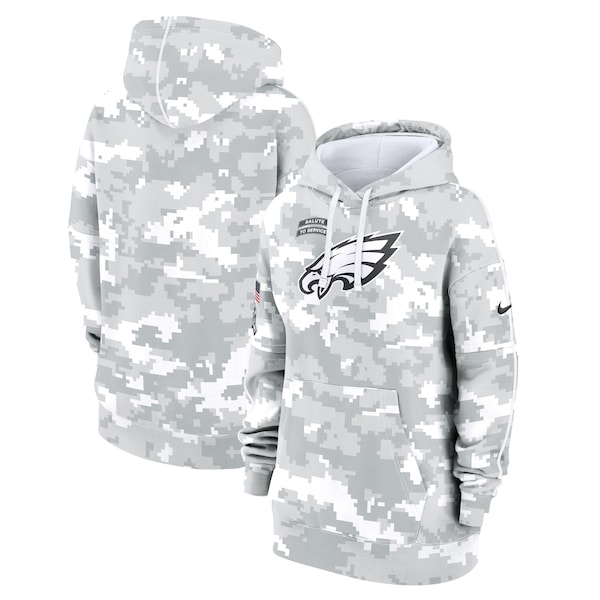 Philadelphia Eagles Nike Women's 2024 Salute To Service Club Fleece Pullover Hoodie - Arctic Camo