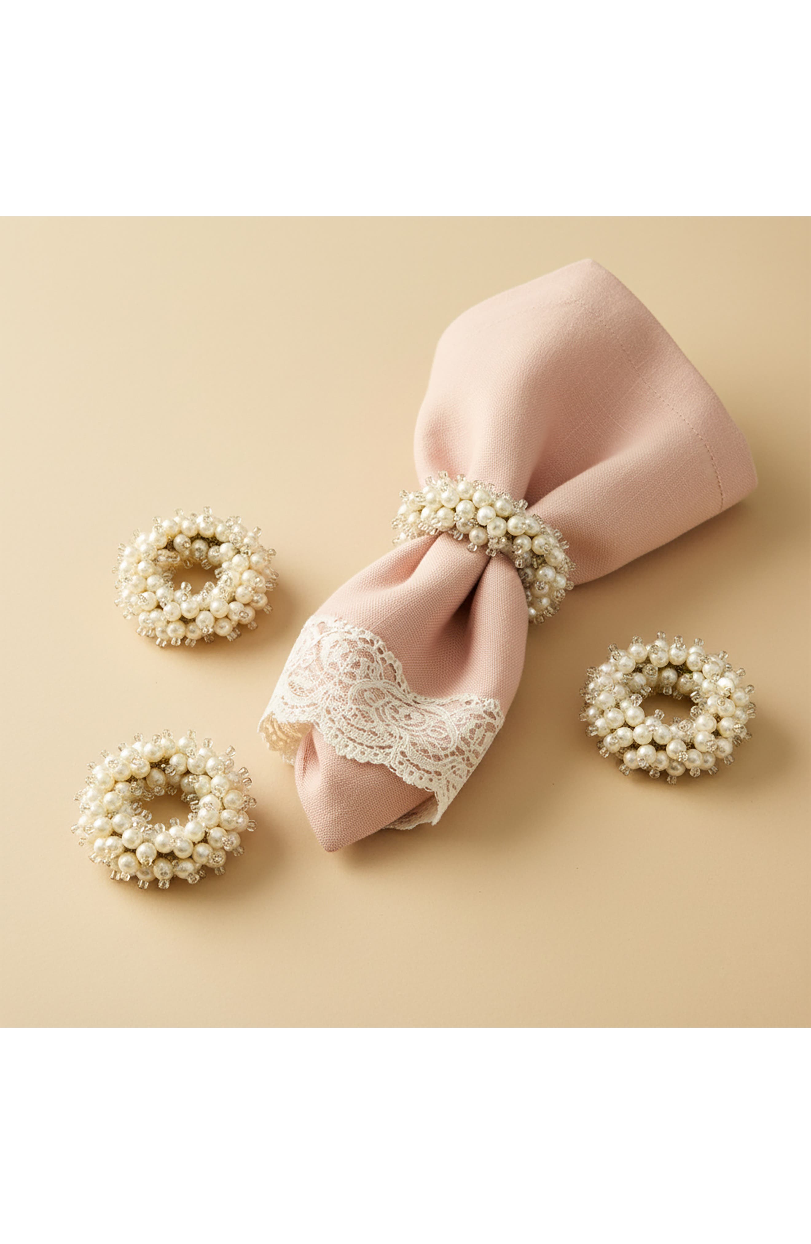Tiramisu Sculpted Faux Pearl Set of 4 Napkin Rings