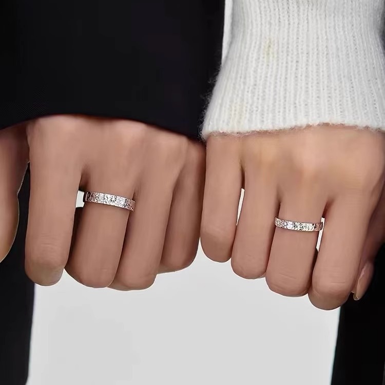 999 pure silver couple rings, trendy on Instagram, TikTok, and Xiaohongshu, popular minimalist design, adjustable open ring for the index finger