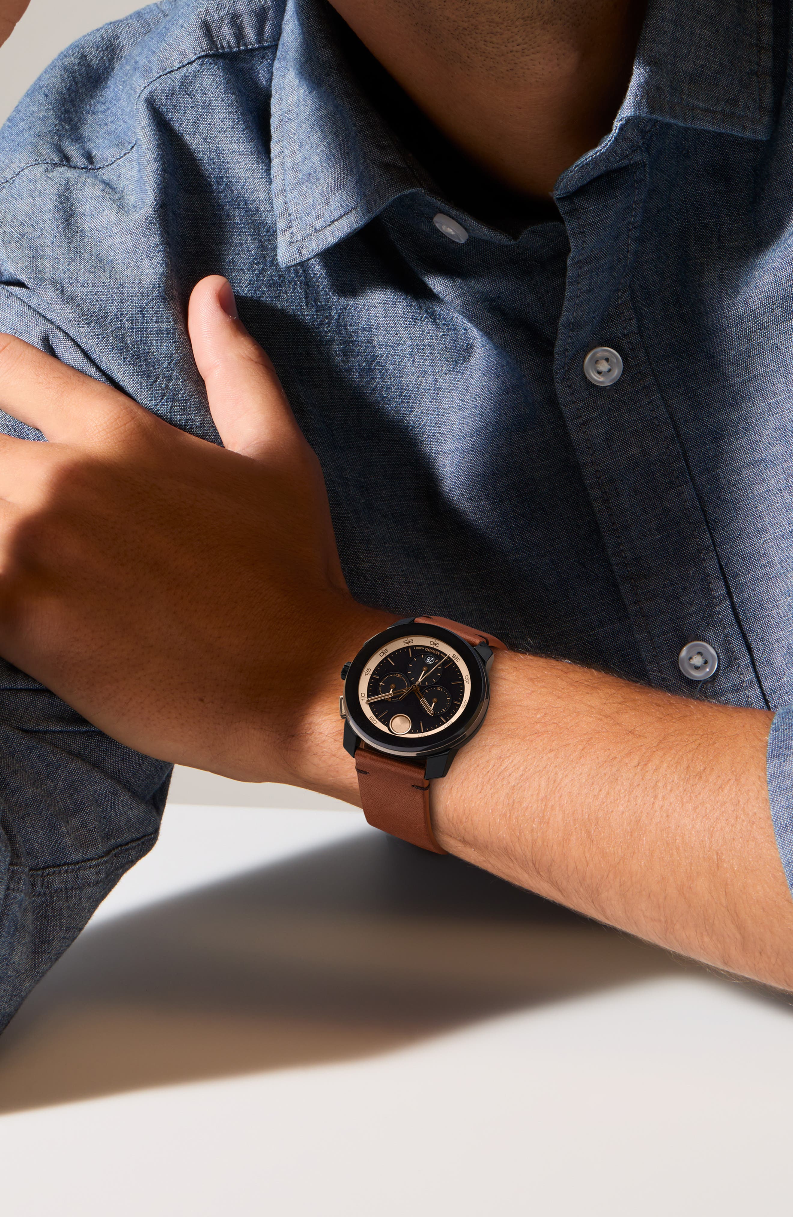 Movado Bold TR90 Leather Strap Watch