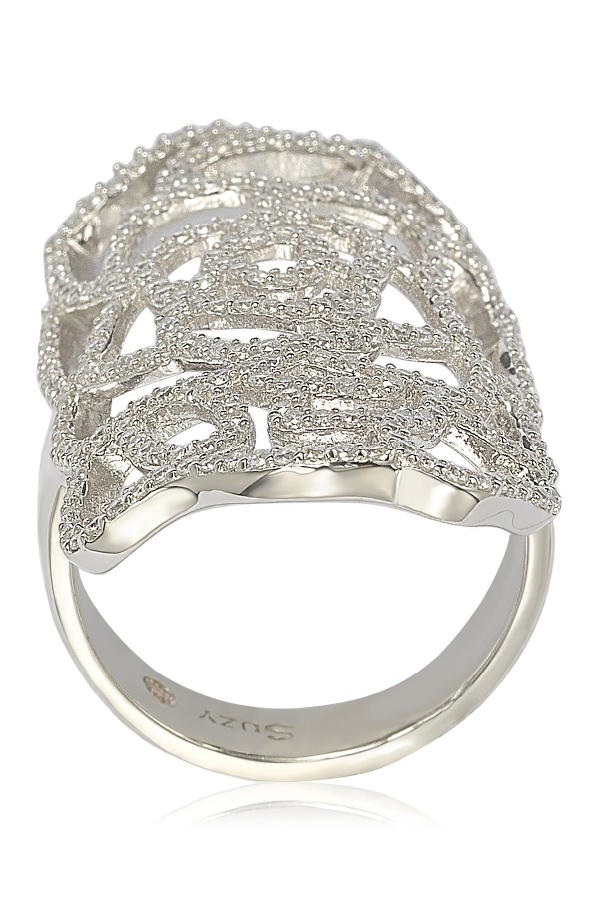 SUZY LEVIAN Sterling Silver CZ Armor Ring