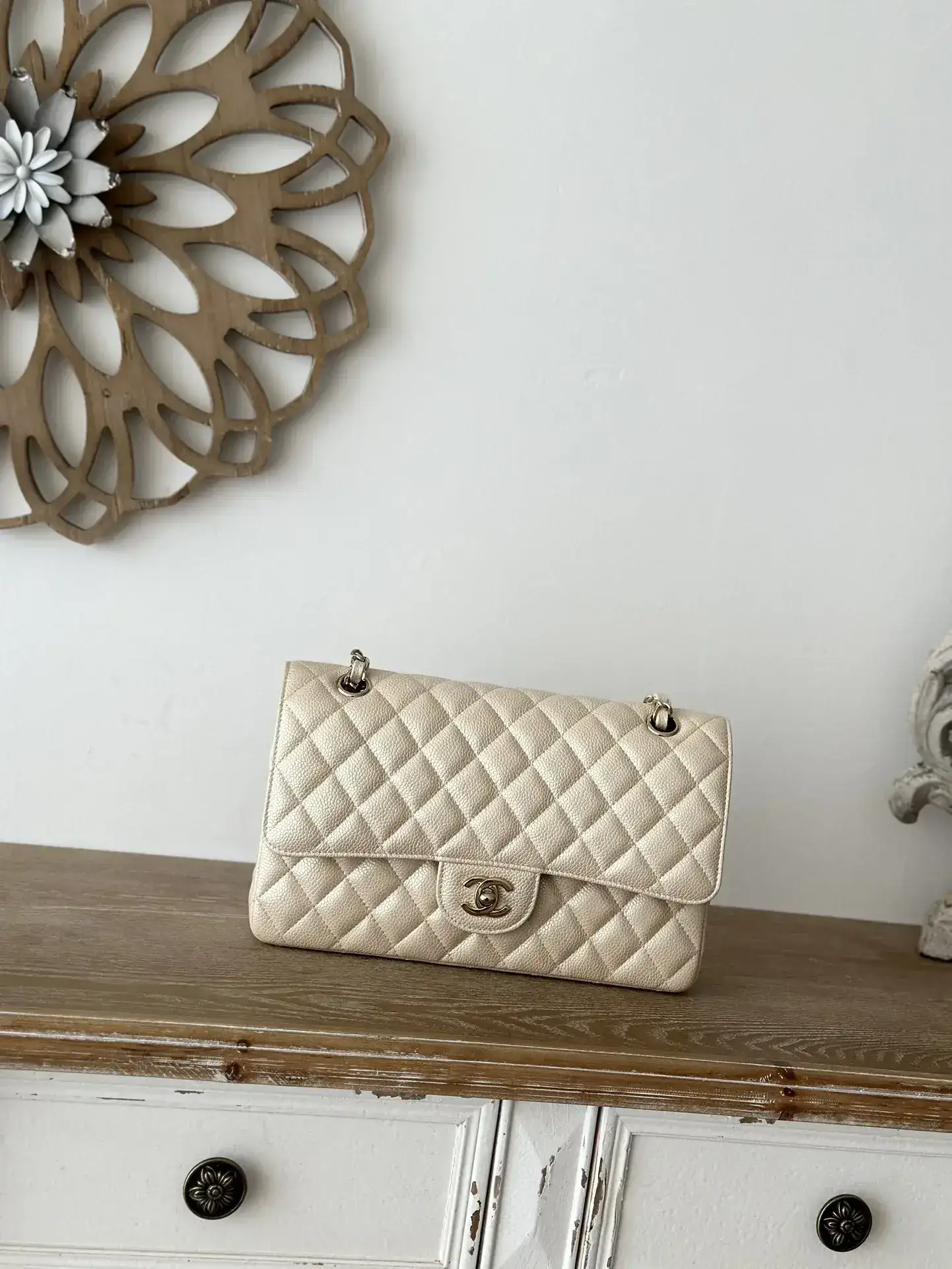 Chanel Beige Classic Flap Calfskin Shoulder Bag product photo from LabelPicks