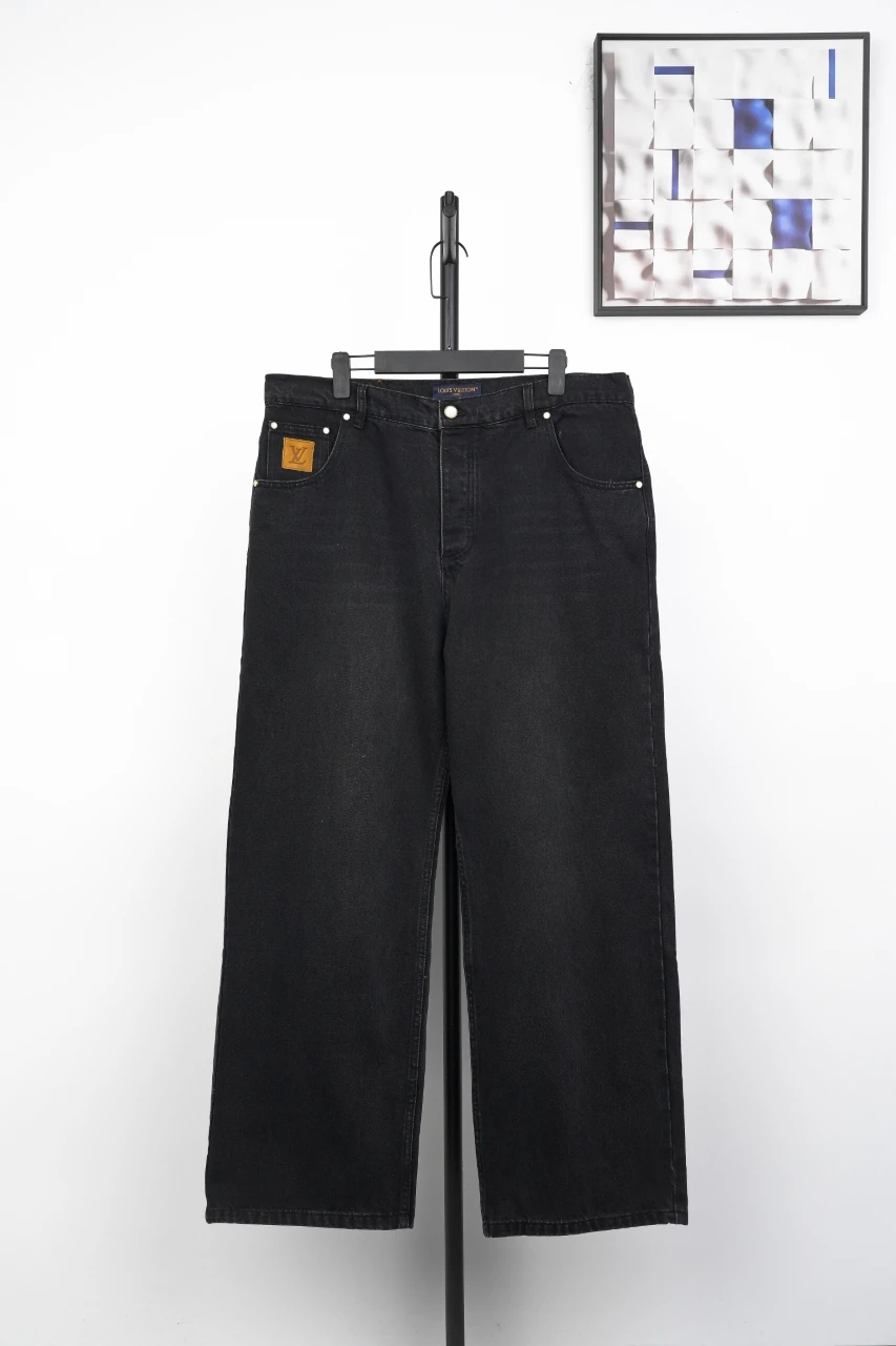 Louis Vuitton Black Stitch Monogram Letter Denim Pants product photo from LabelPicks