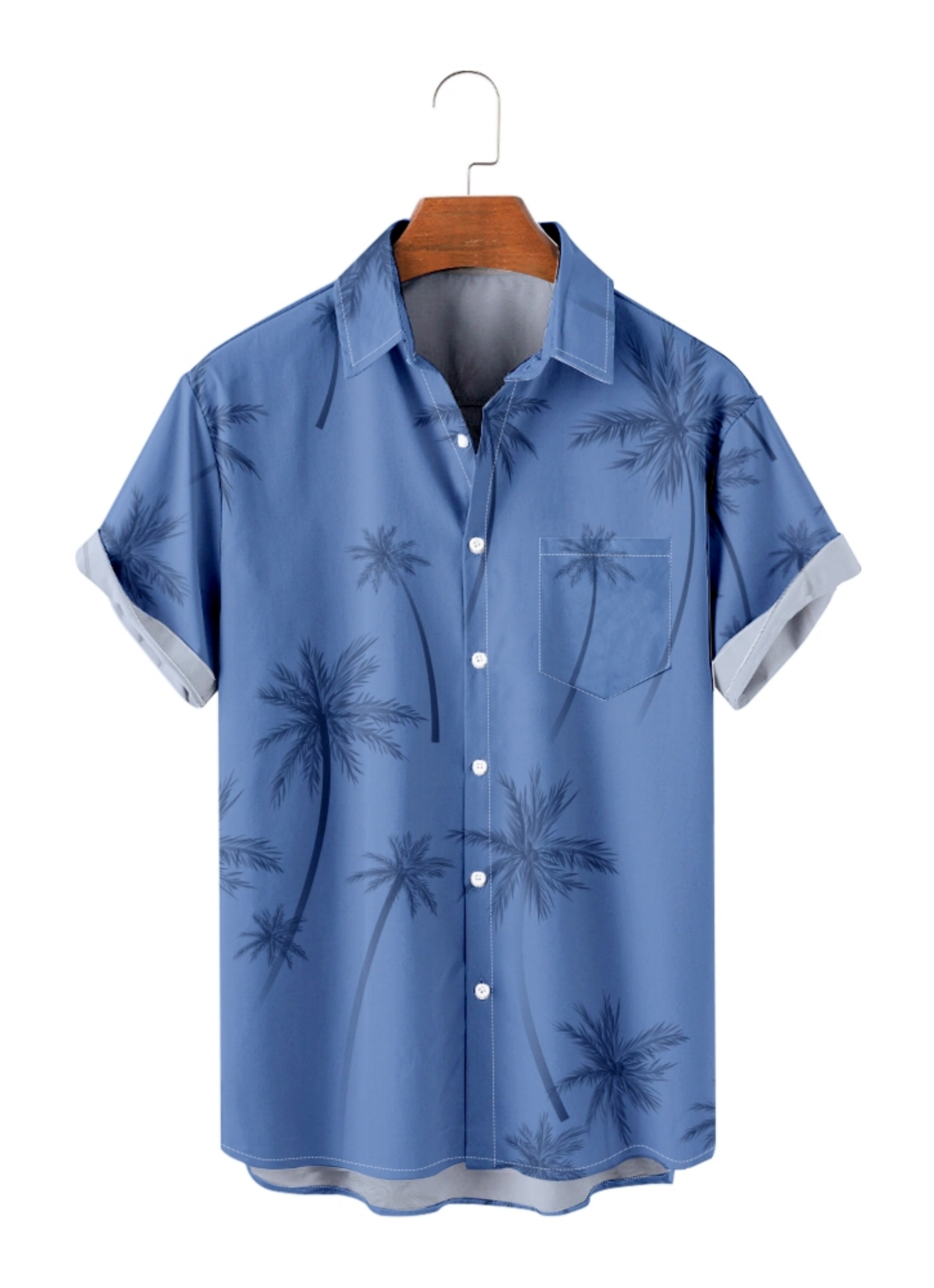 Coconut Tree Chest Pocket Short Sleeve Resort Shirt