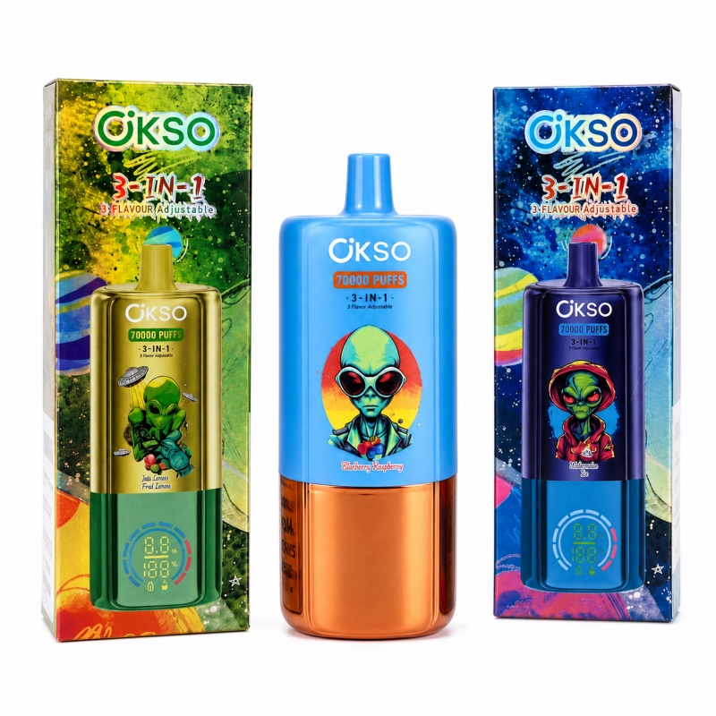 OKSO 3 in 1 Flavors 70000 70K Puffs Vape Smart LED Display Adjustable System