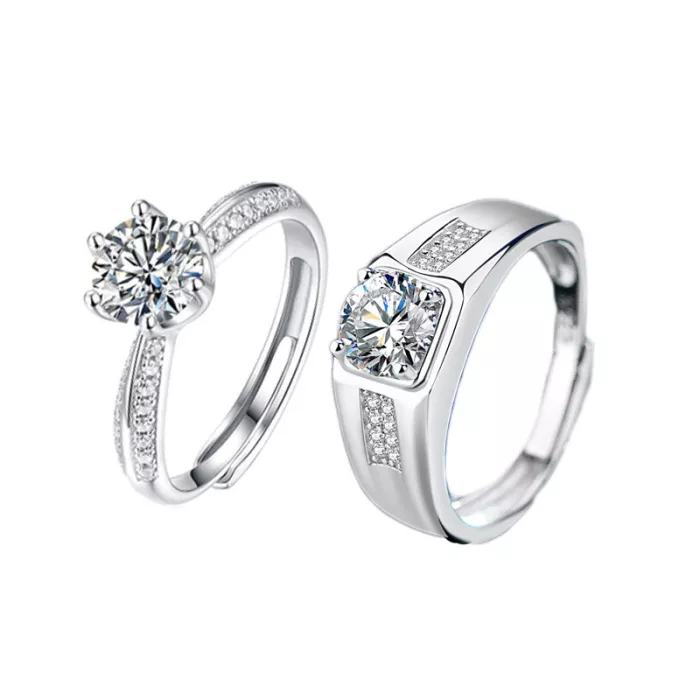 European and American moissanite couple ring s925 classic high carbon diamond real ring men and women propose one carat diamond ring