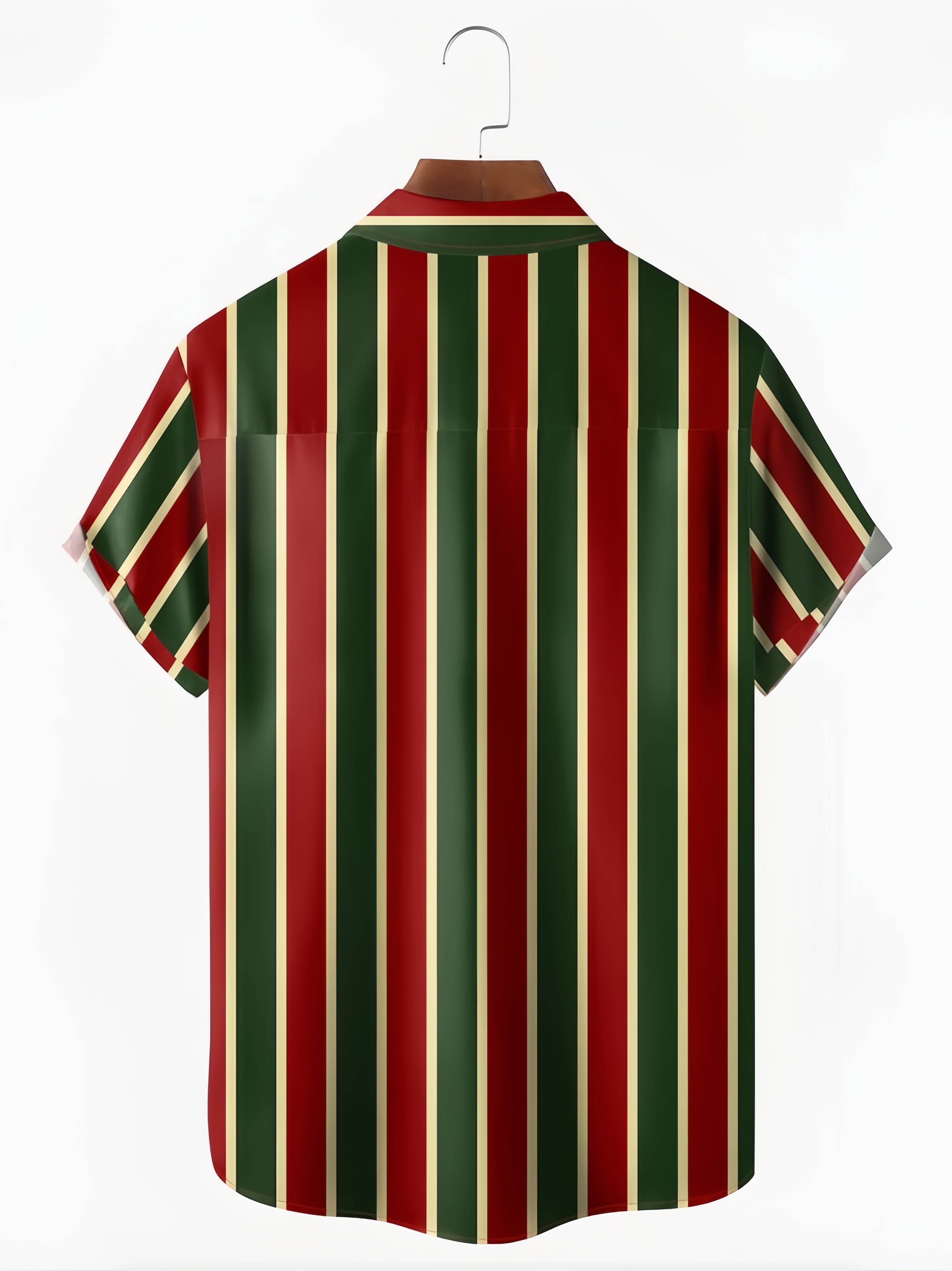 Christmas Striped Chest Pocket Short Sleeve Casual Shirt