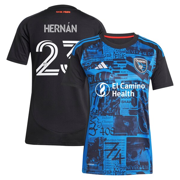 Hernán López San Jose Earthquakes adidas Women's 2025 Headliner Replica Player Jersey - Black