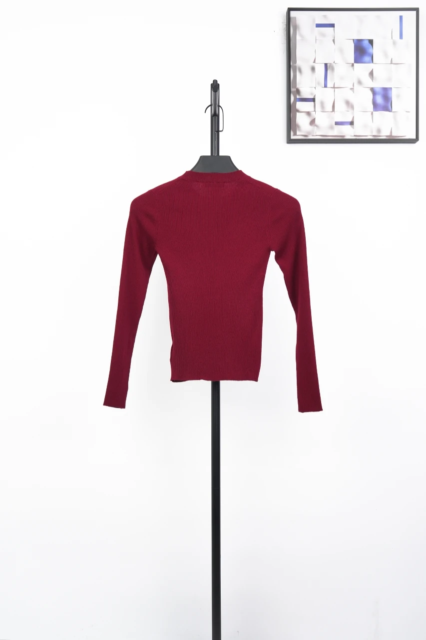 Prada Burgundy Recycled Silk Logo Jacquard Slim Knit Sweater product photo from LabelPicks