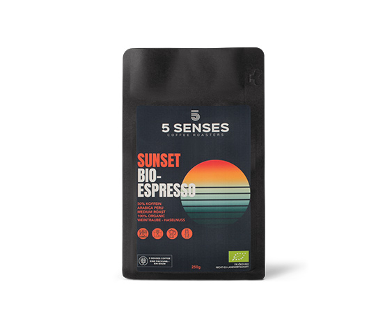 5 Senses - Sunset Bio-Espresso koffeinreduziert - 1 kg Ganze Bohne