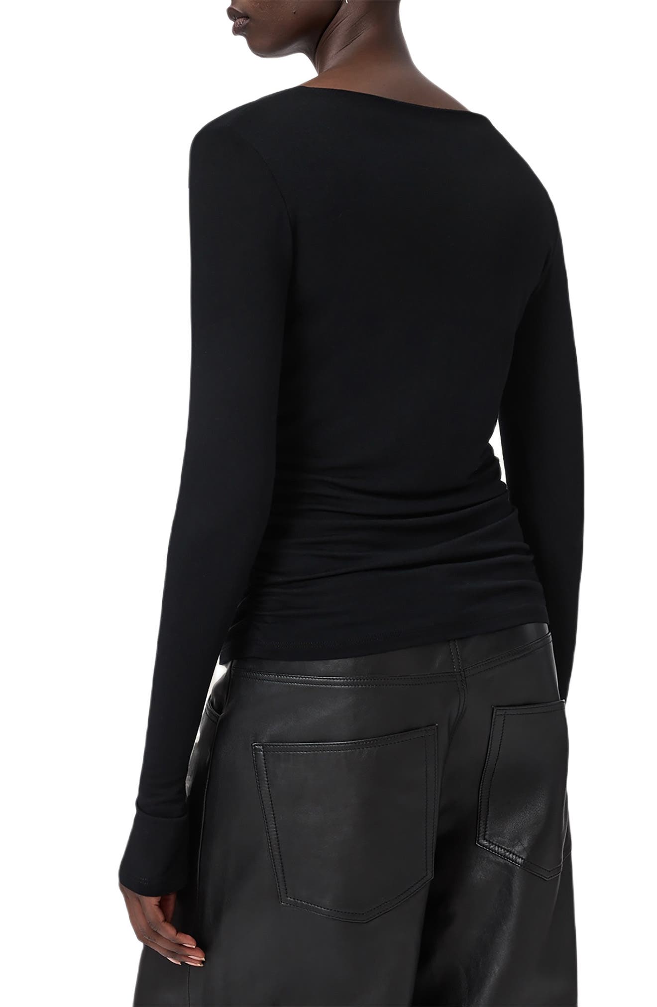 AllSaints Seyma Asymmetric Neck Jersey Top