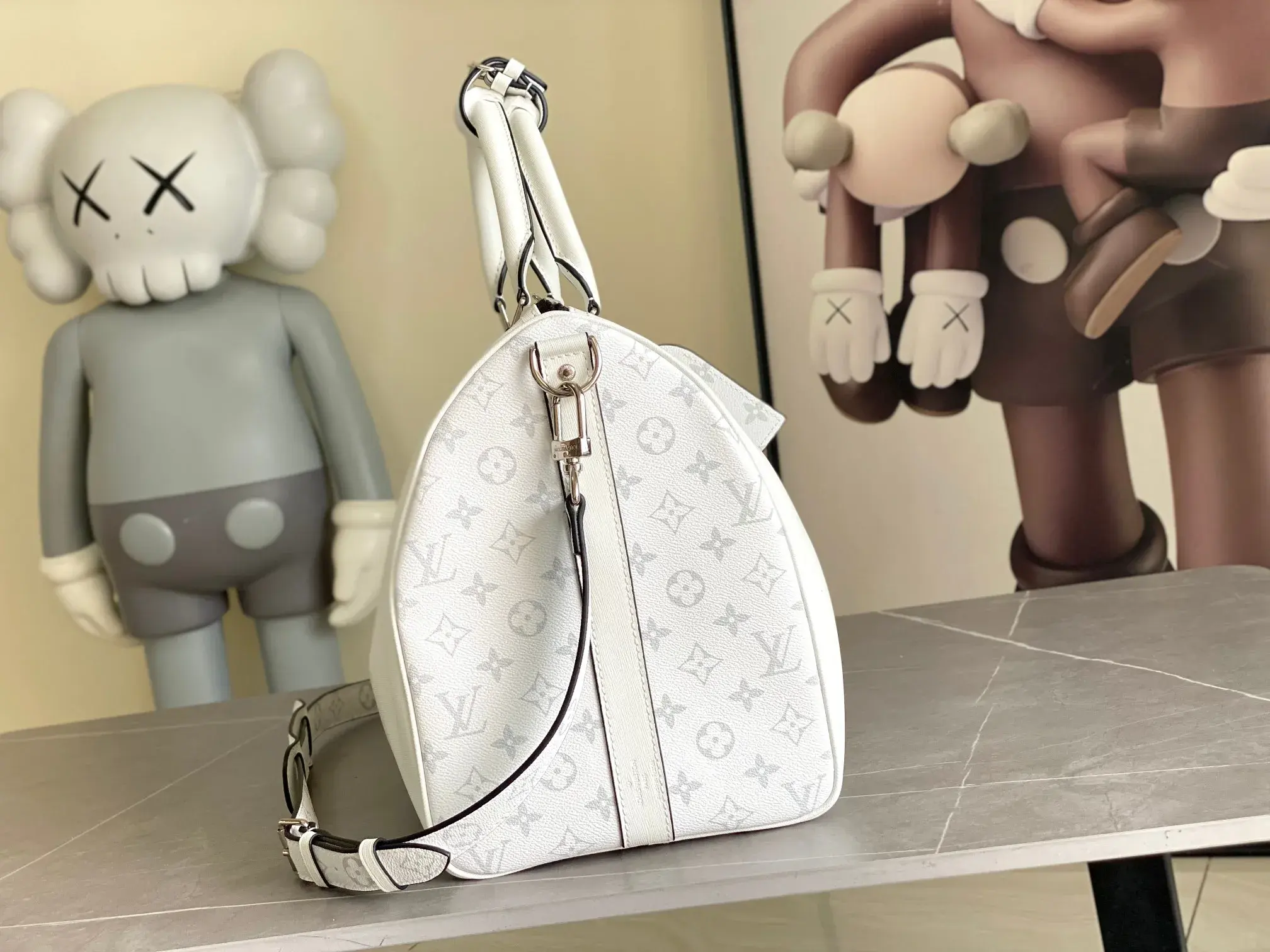 Louis Vuitton Keepall White Canvas and Leather Tote Bag product photo from LabelPicks