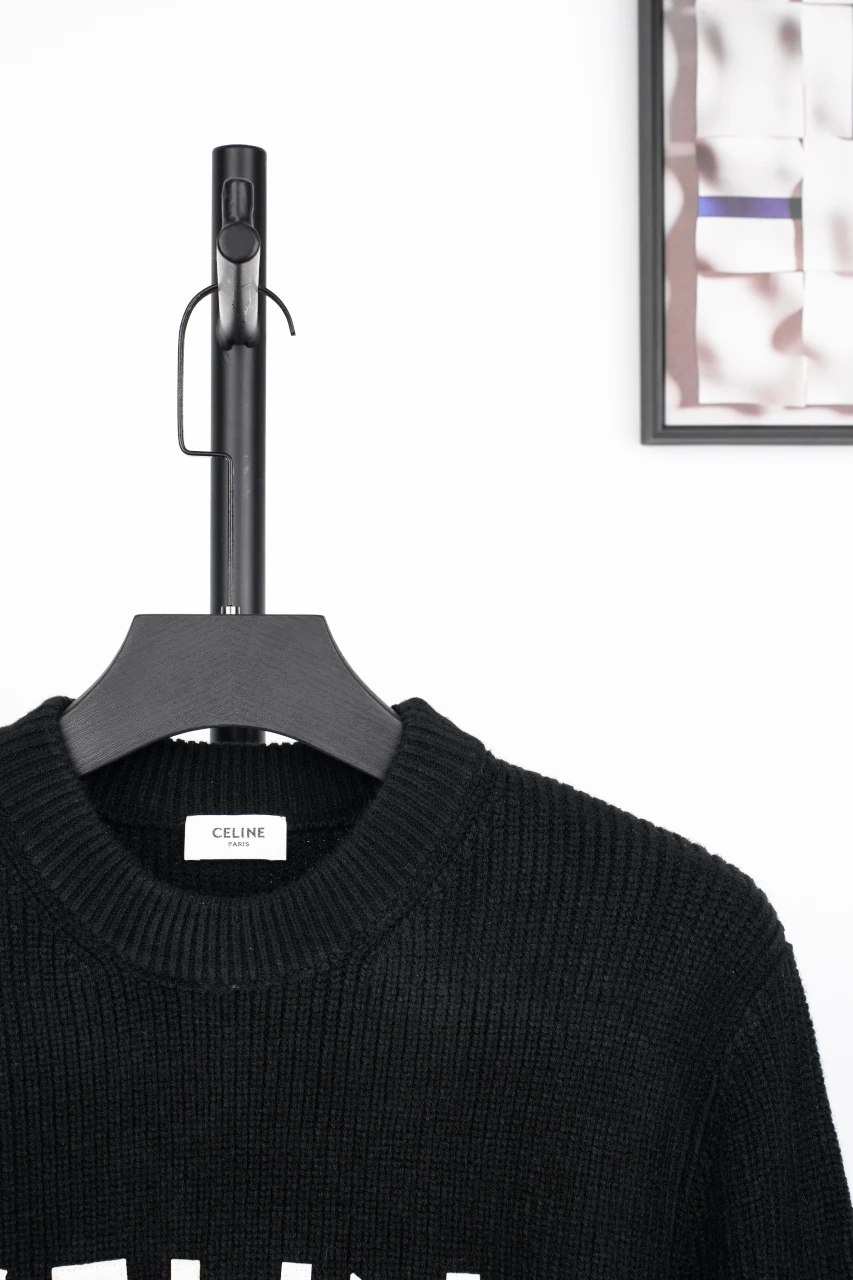 CELINE Black Felt Letter Crewneck Sweater product photo from LabelPicks