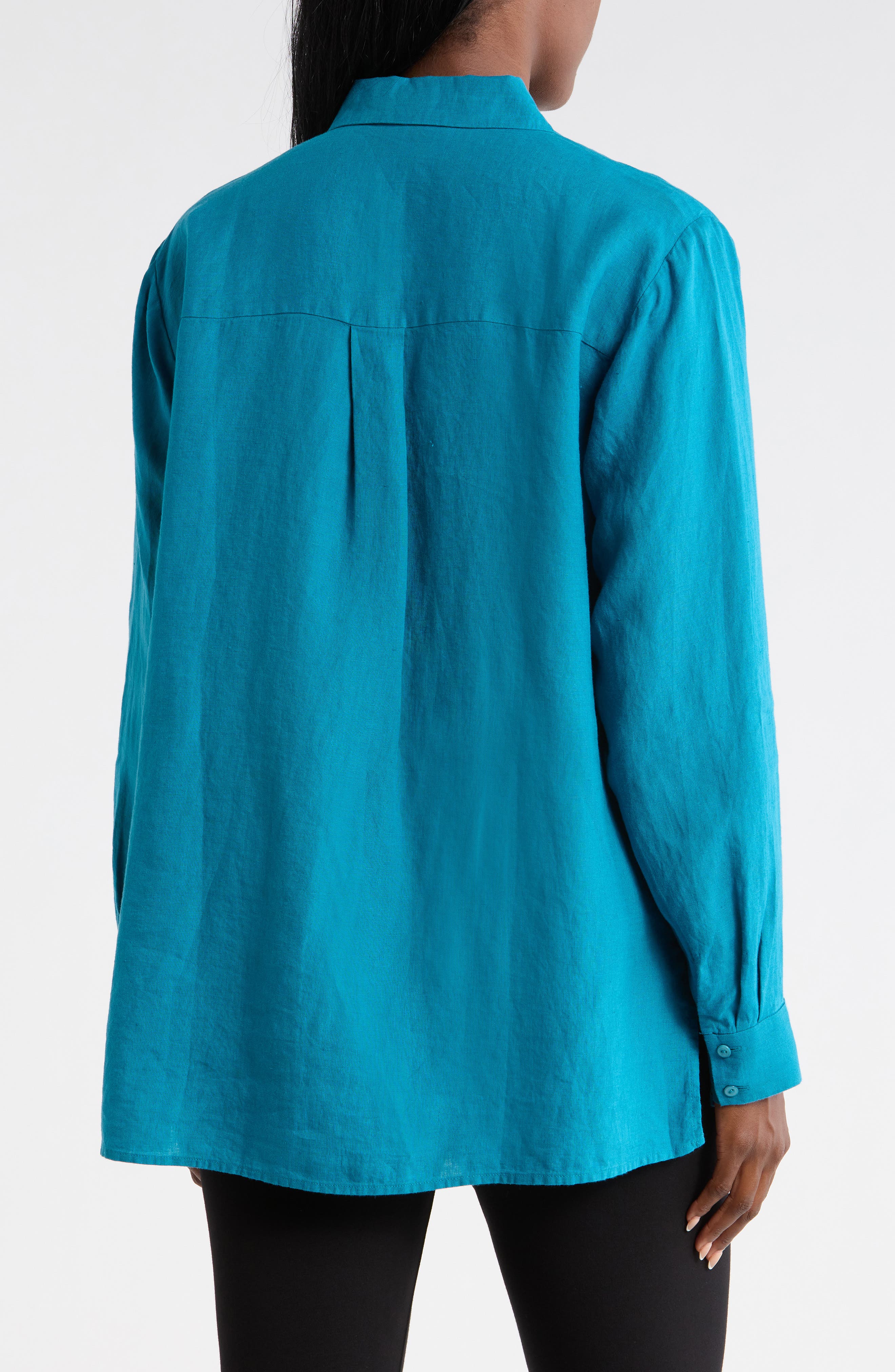 Eileen Fisher Classic Collar Organic Linen Button-Up Shirt
