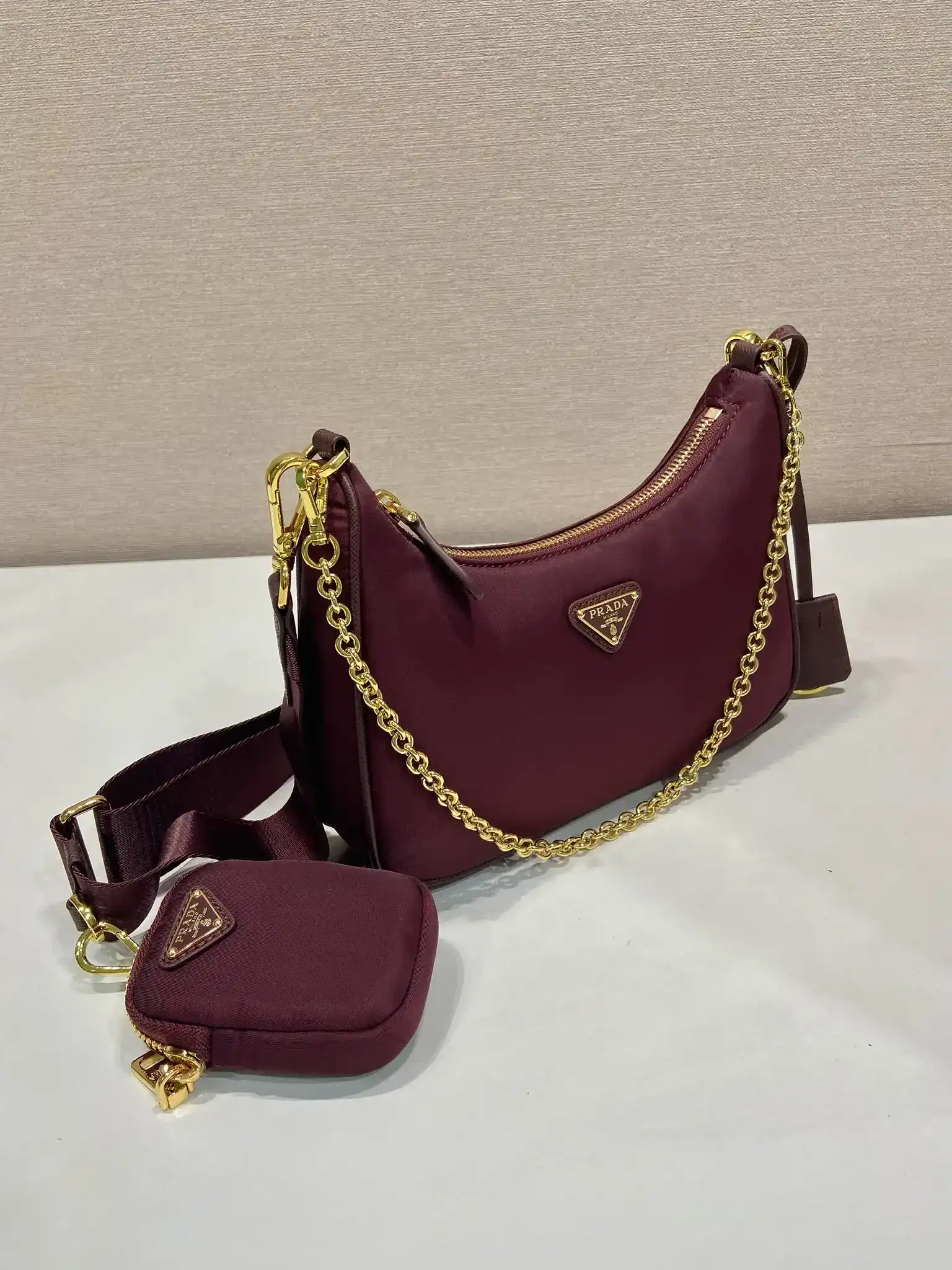 Prada Gold Nylon Hobo Bag product photo from LabelPicks