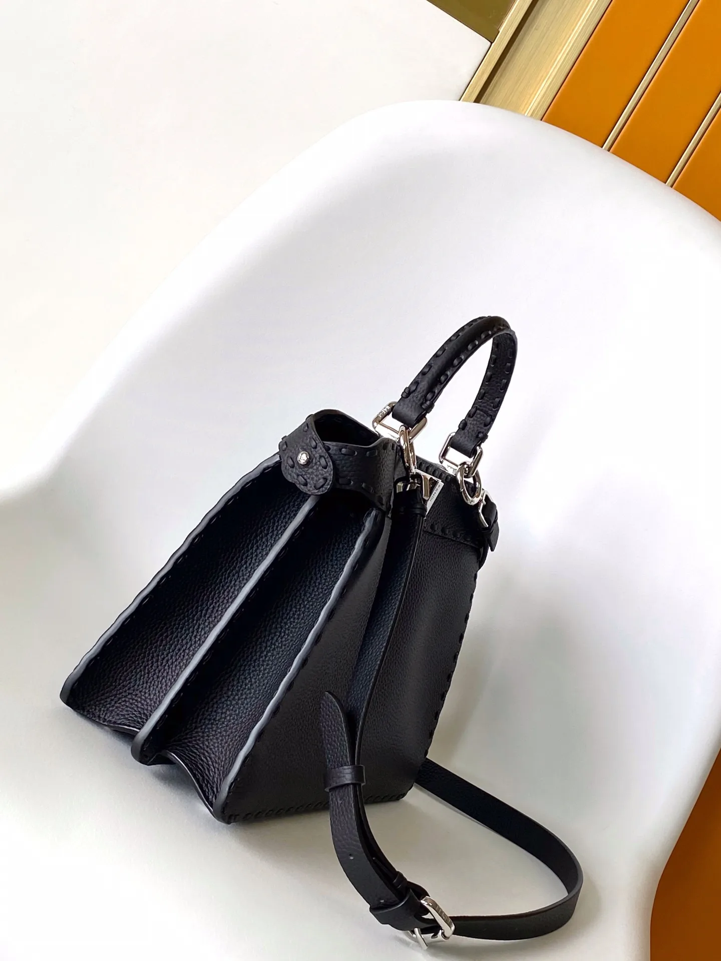 Fendi Peekaboo Black Calfskin Top Handle Bag product photo from LabelPicks
