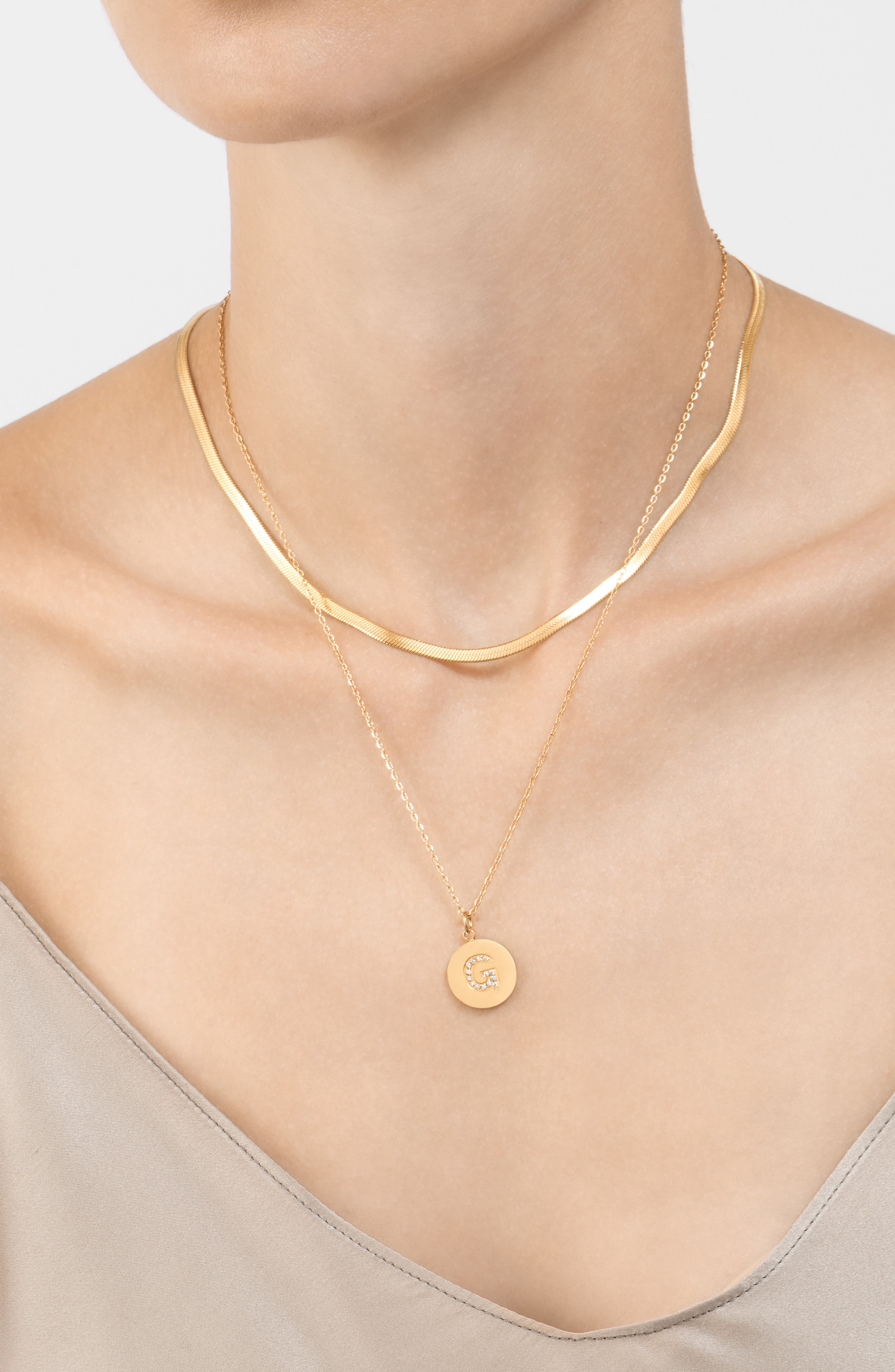 Adornia Water Resistant Cubic Zirconia Initial Disc Pendant Necklace