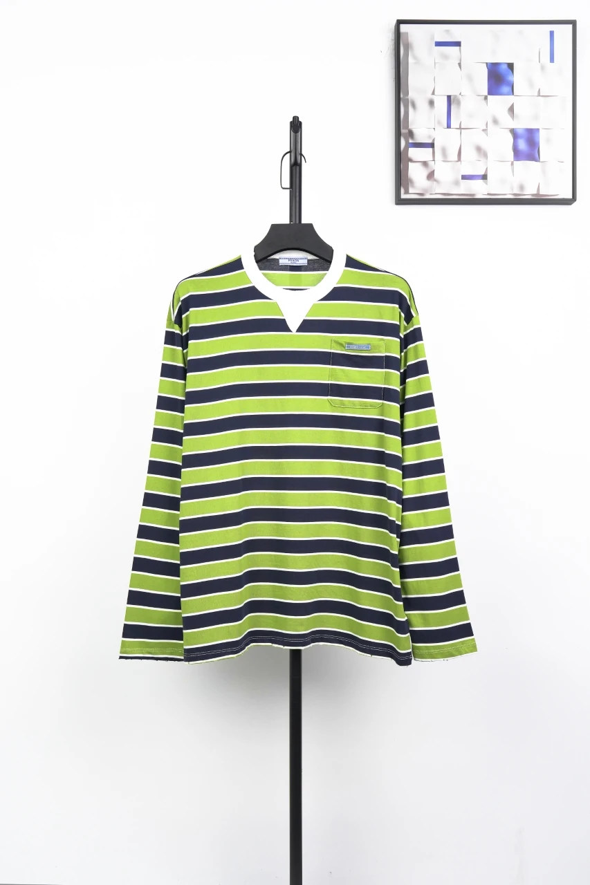 Prada Green Striped Drop-Shoulder Long Sleeve Polo product photo from LabelPicks