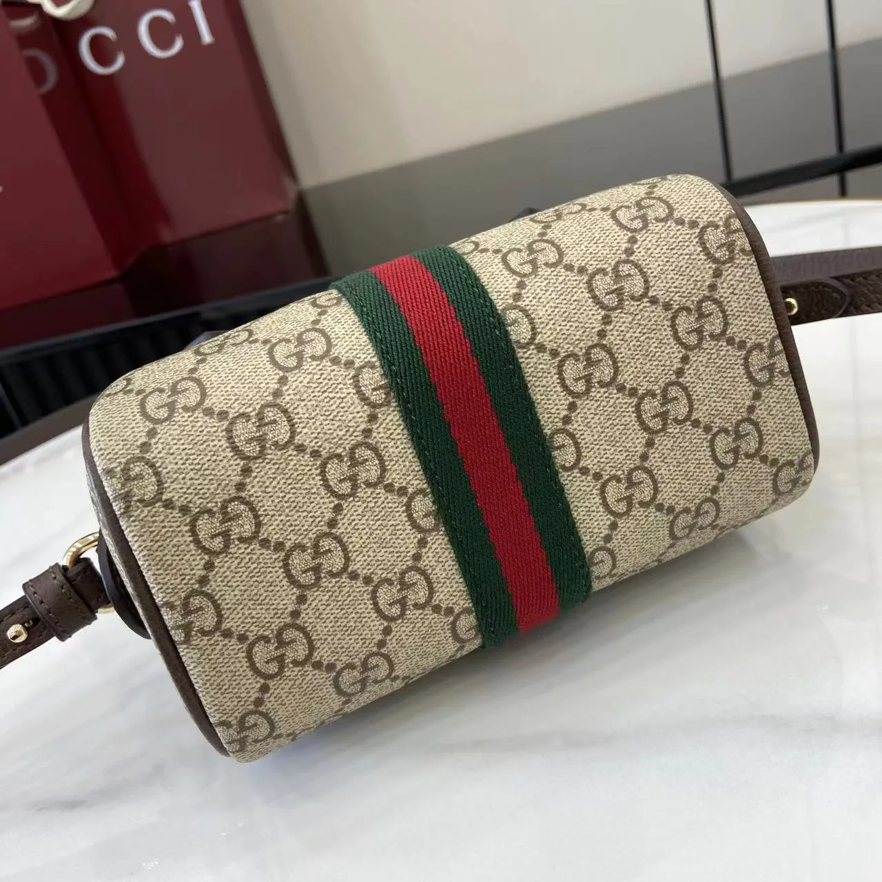 Gucci Ophidia Brown GG Supreme Canvas Top Handle Bag product photo from LabelPicks