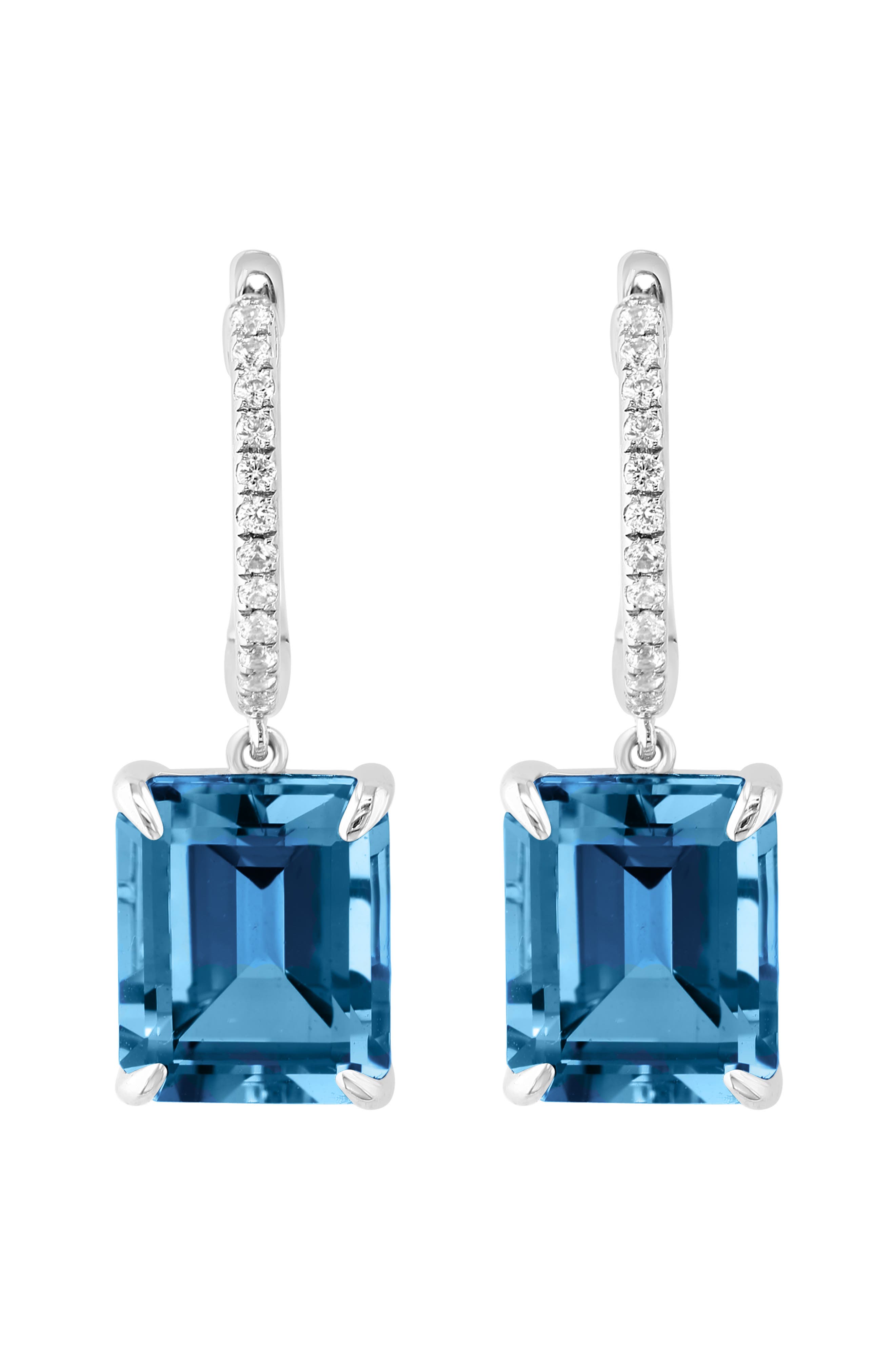 EFFY White Sapphire & London Blue Topaz Drop Earrings