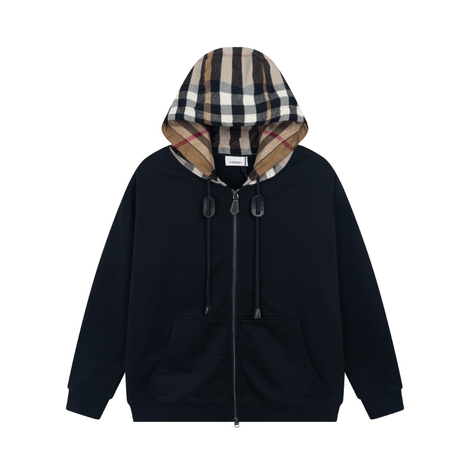 0918 New Unisex Plaid Cotton Blend Zip-Up Hoodie Jacket