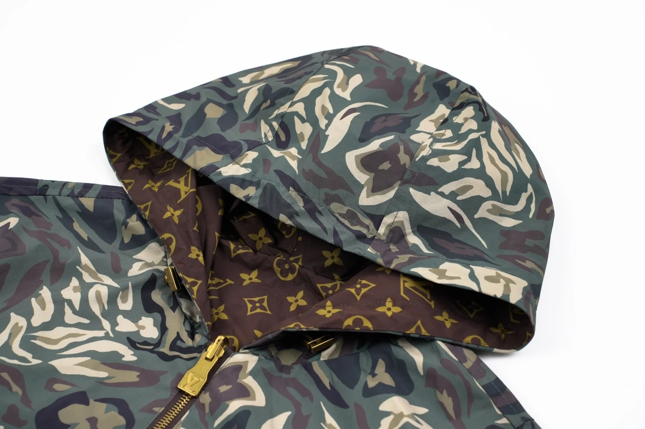 Louis Vuitton Green Camo Monogram Reversible Hooded Windbreaker product photo from LabelPicks