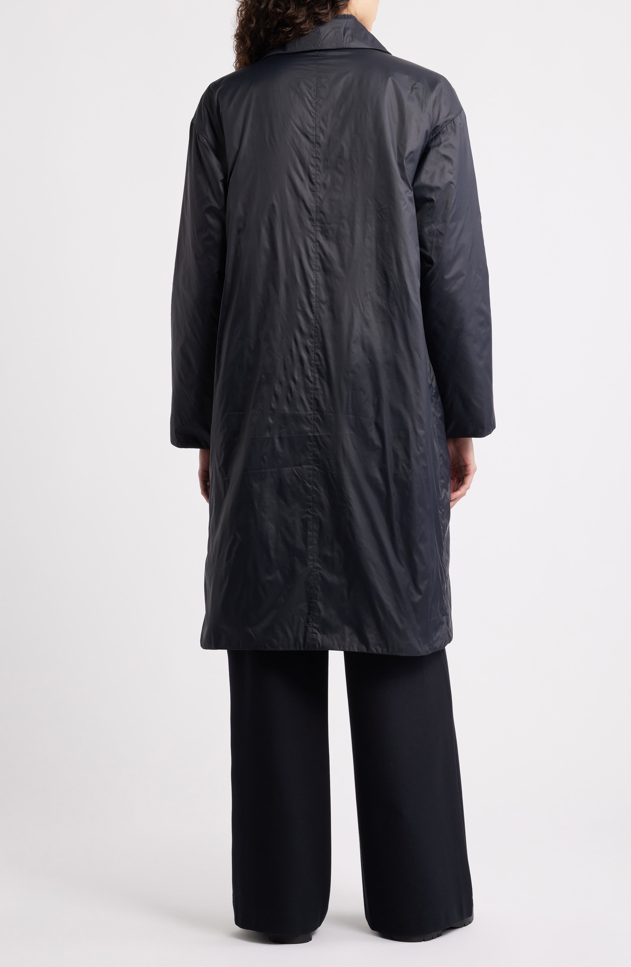Eileen Fisher High Collar Padded Longline Coat