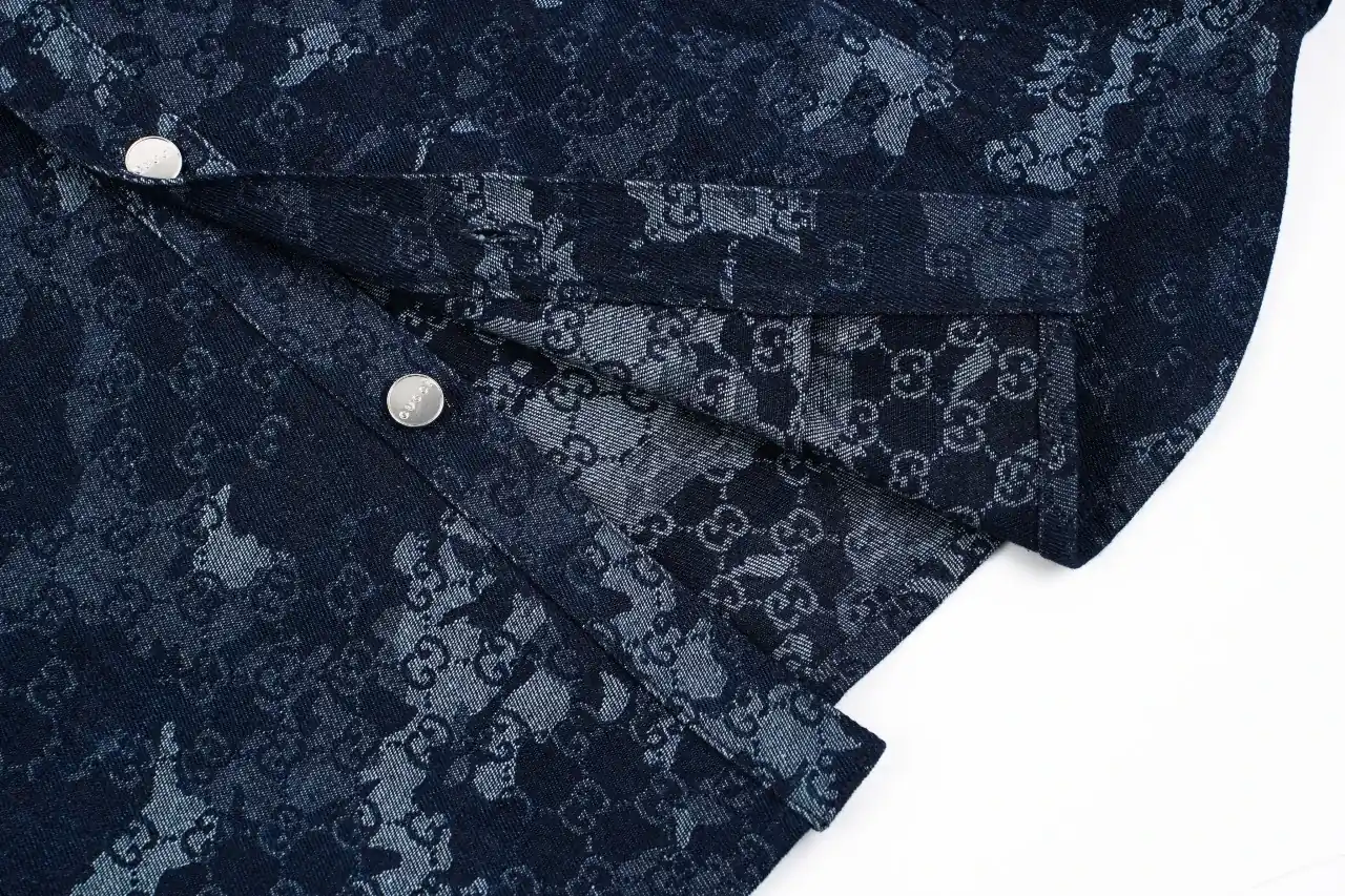 GUCCI Blue White Marble GG Denim Overshirt product photo from LabelPicks