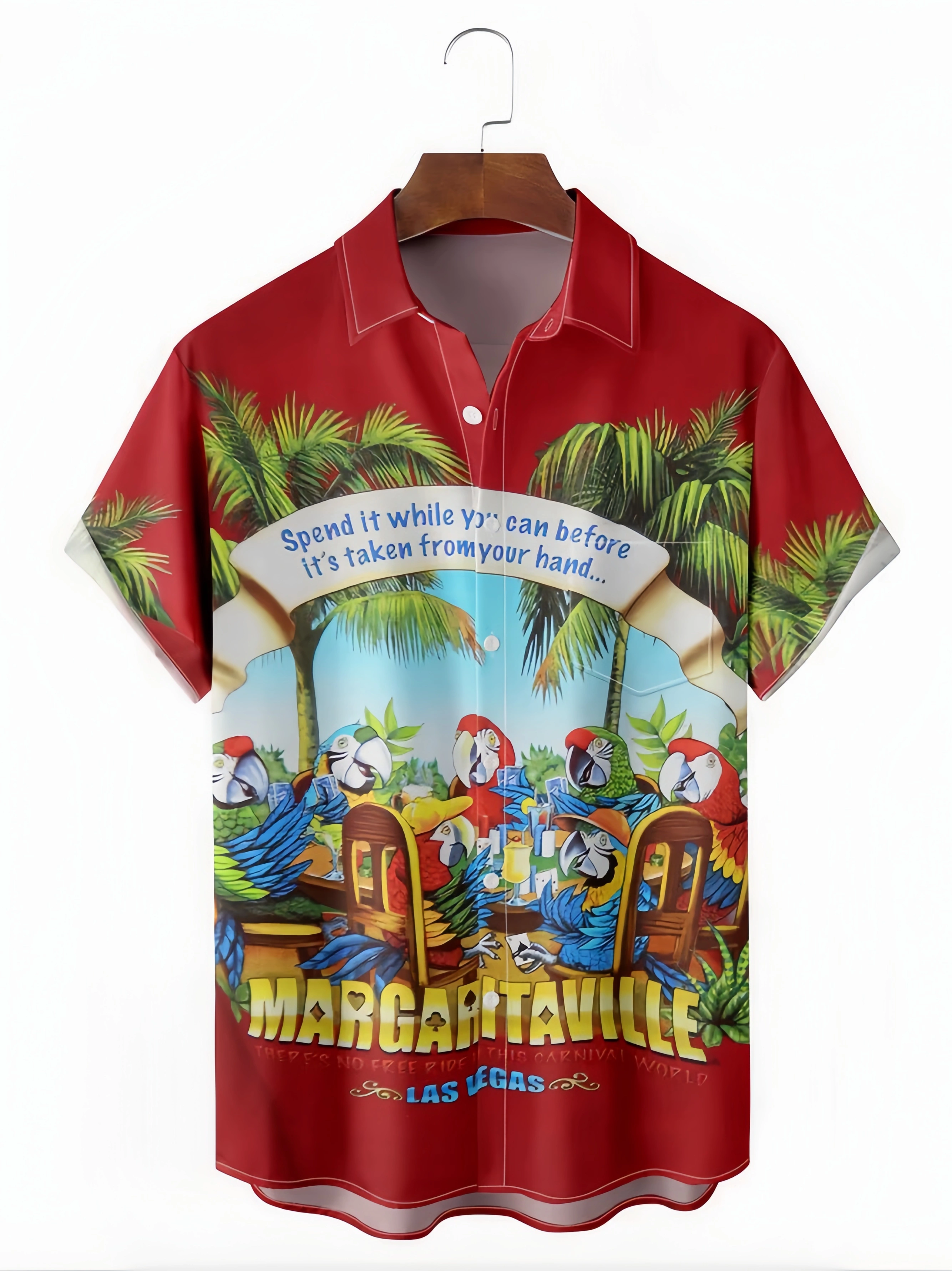 Parrots Chest Pocket Short Sleeve Hawaiian Shirt
