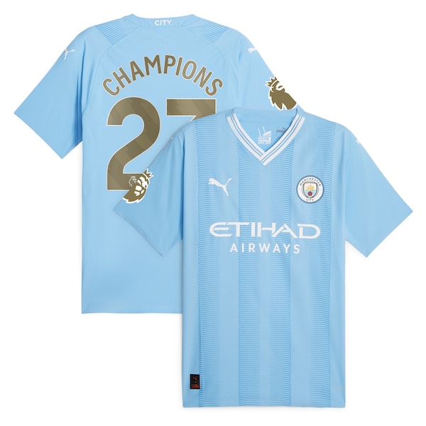 Manchester City Puma 2023/24 English Premier League Champions Authentic Jersey - Sky Blue