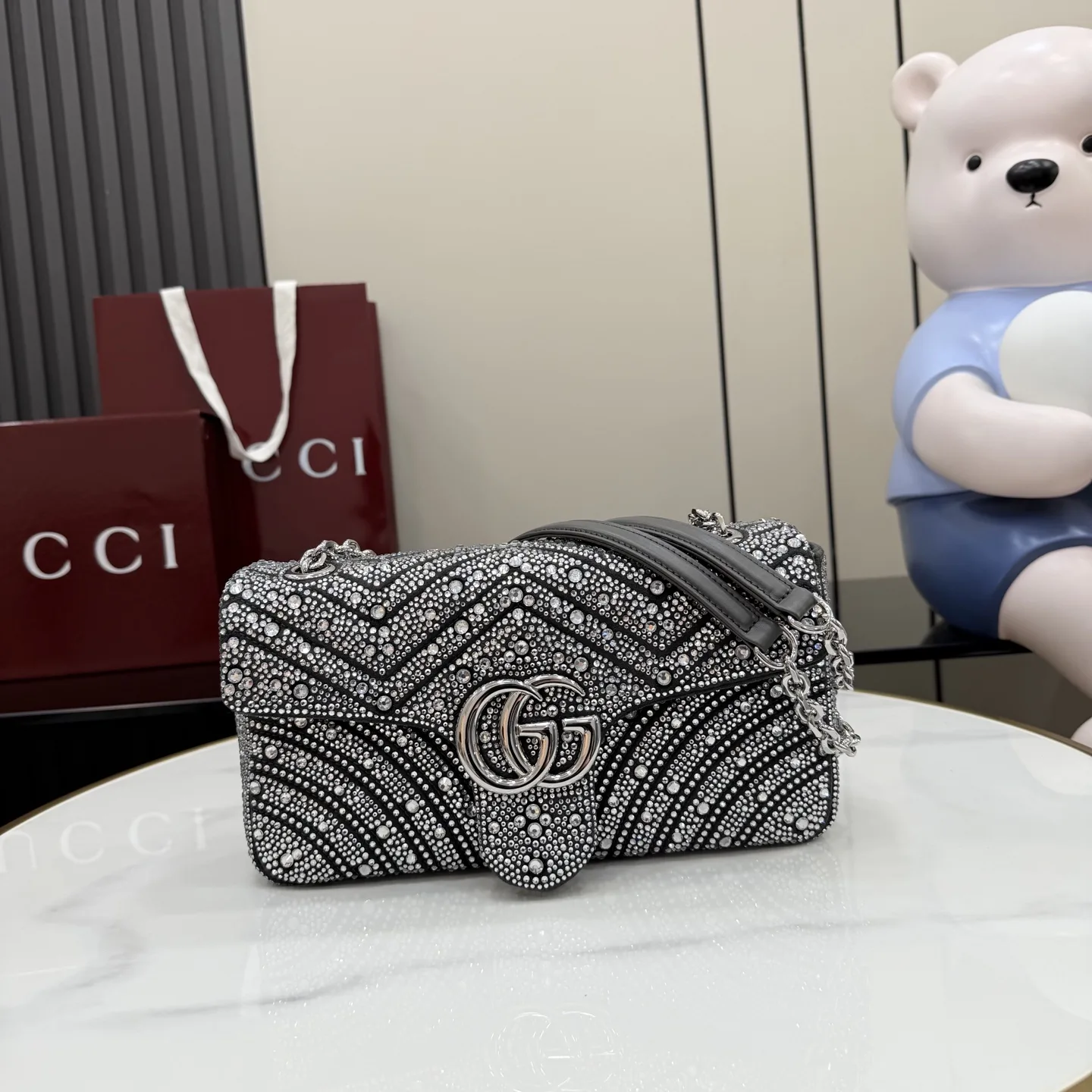 Gucci Grey Marmont GG Supreme Canvas Shoulder Bag product photo from LabelPicks