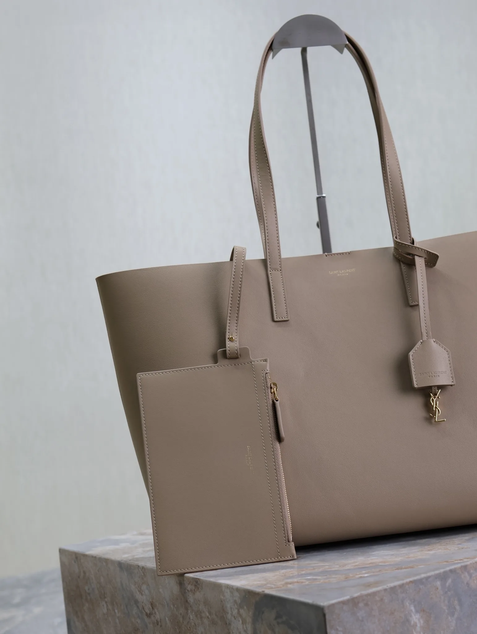 Saint Laurent Beige Calfskin Tote Bag product photo from LabelPicks