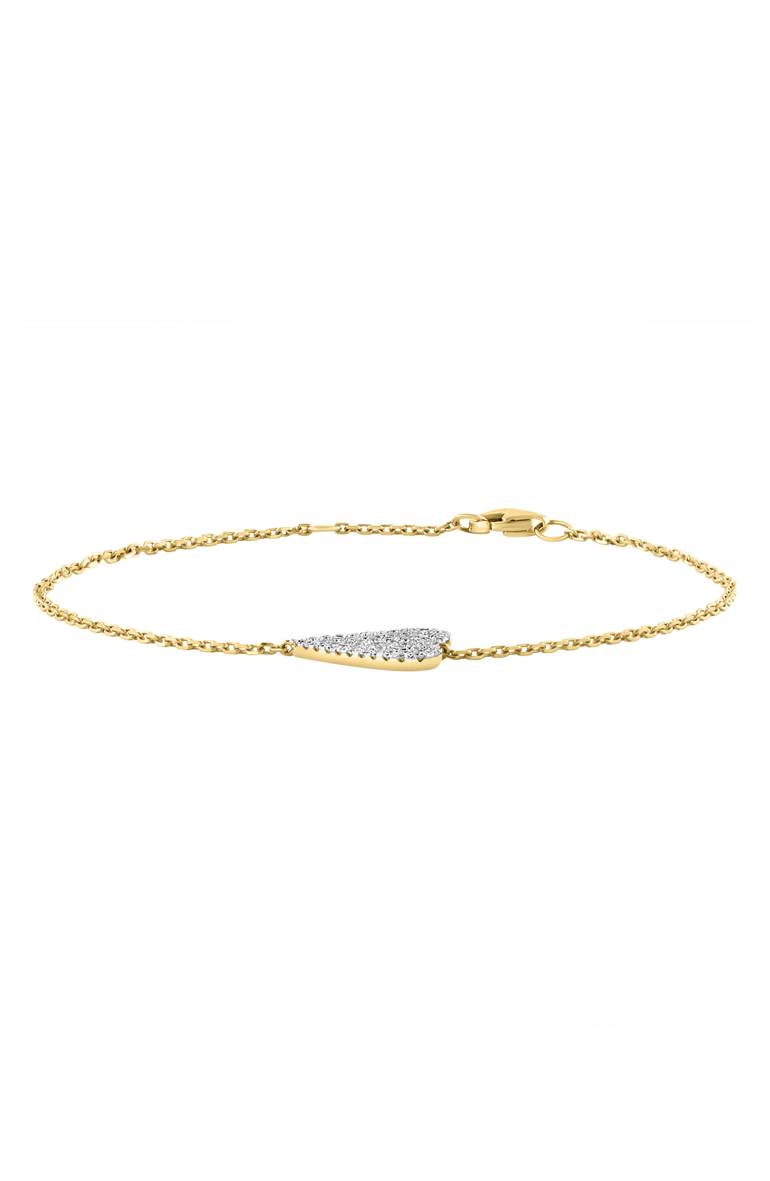 EFFY 14K Yellow Gold & Diamond Heart Station Bracelet - 0.33 ctw