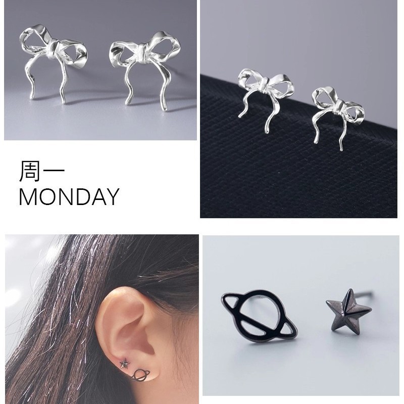999 pure silver weekly earring set gift box, perfect as a gift for your girlfriend on Qixi Festival, Christmas, or a best friend's birthday