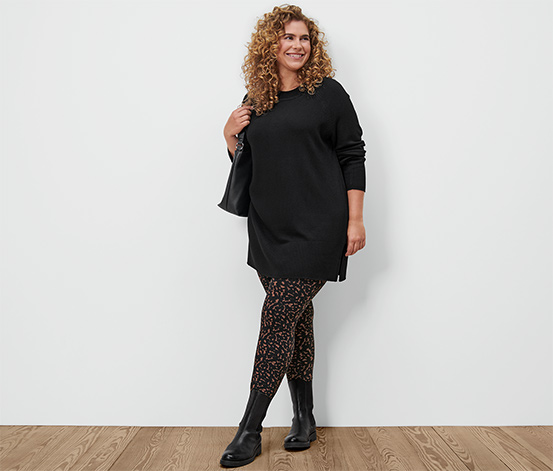 Langer Strickpullover, schwarz
