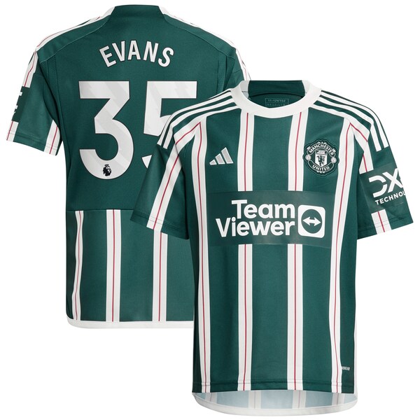 Jonny Evans Manchester United adidas Youth 2023/24 Away Replica Player Jersey – Green