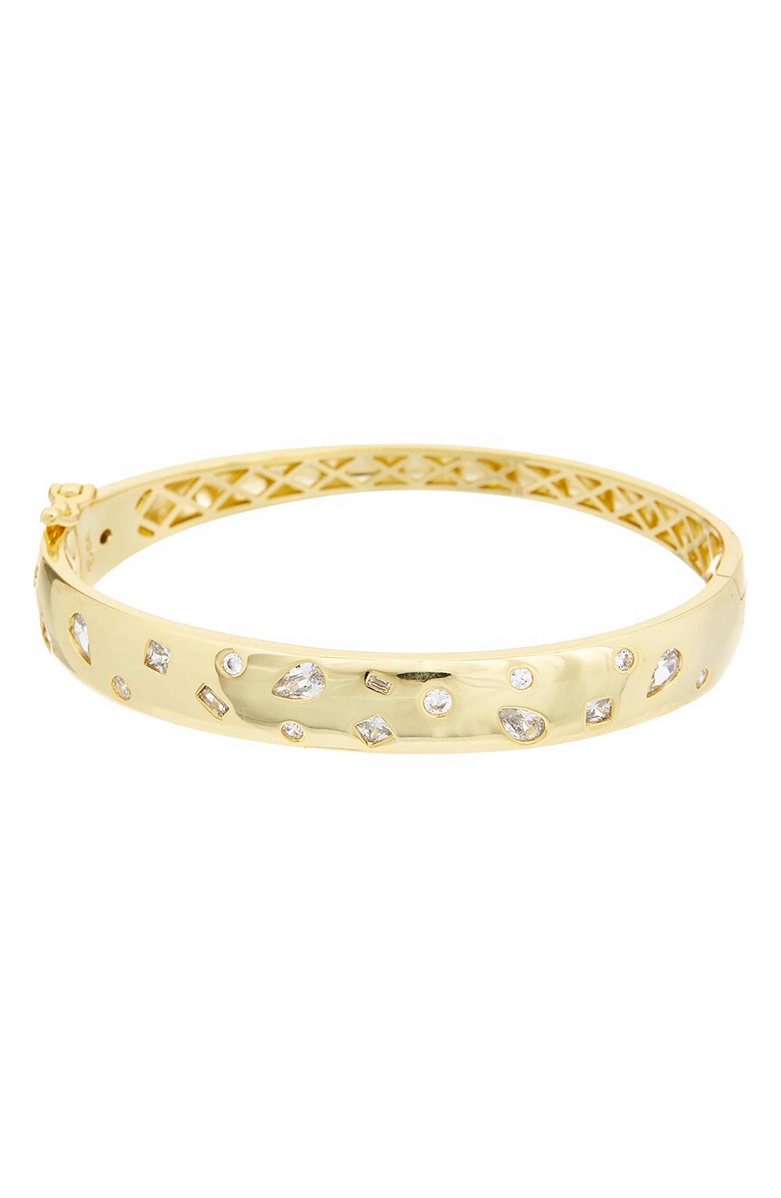Juvell Cubic Zirconia Hinged Bangle Bracelet