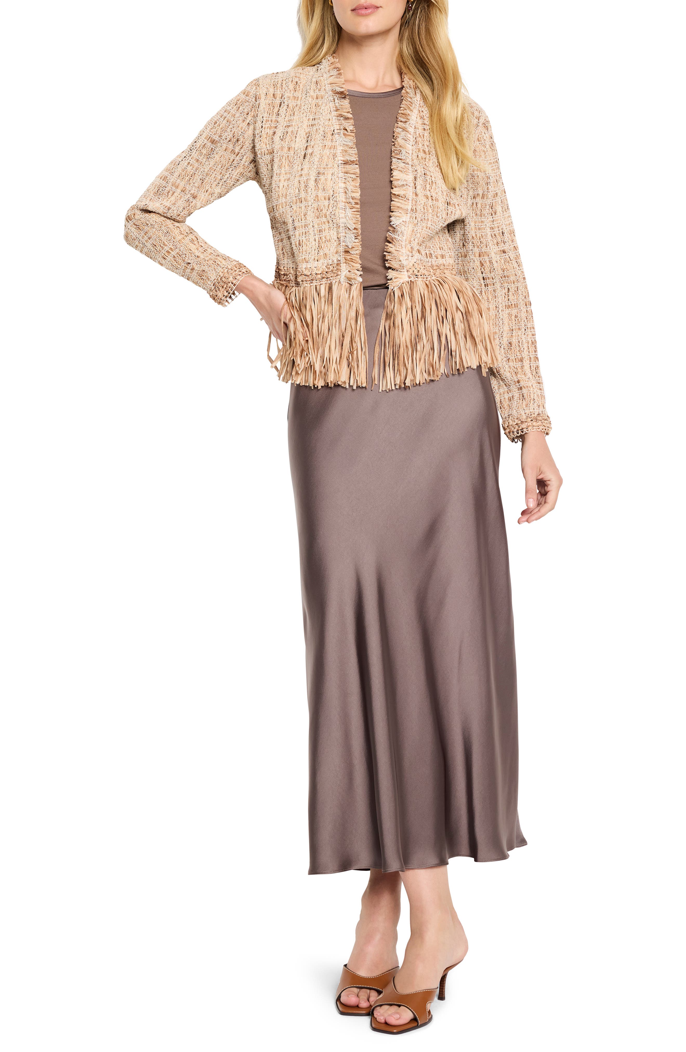 NIC+ZOE Cork Fringe Knit Jacket