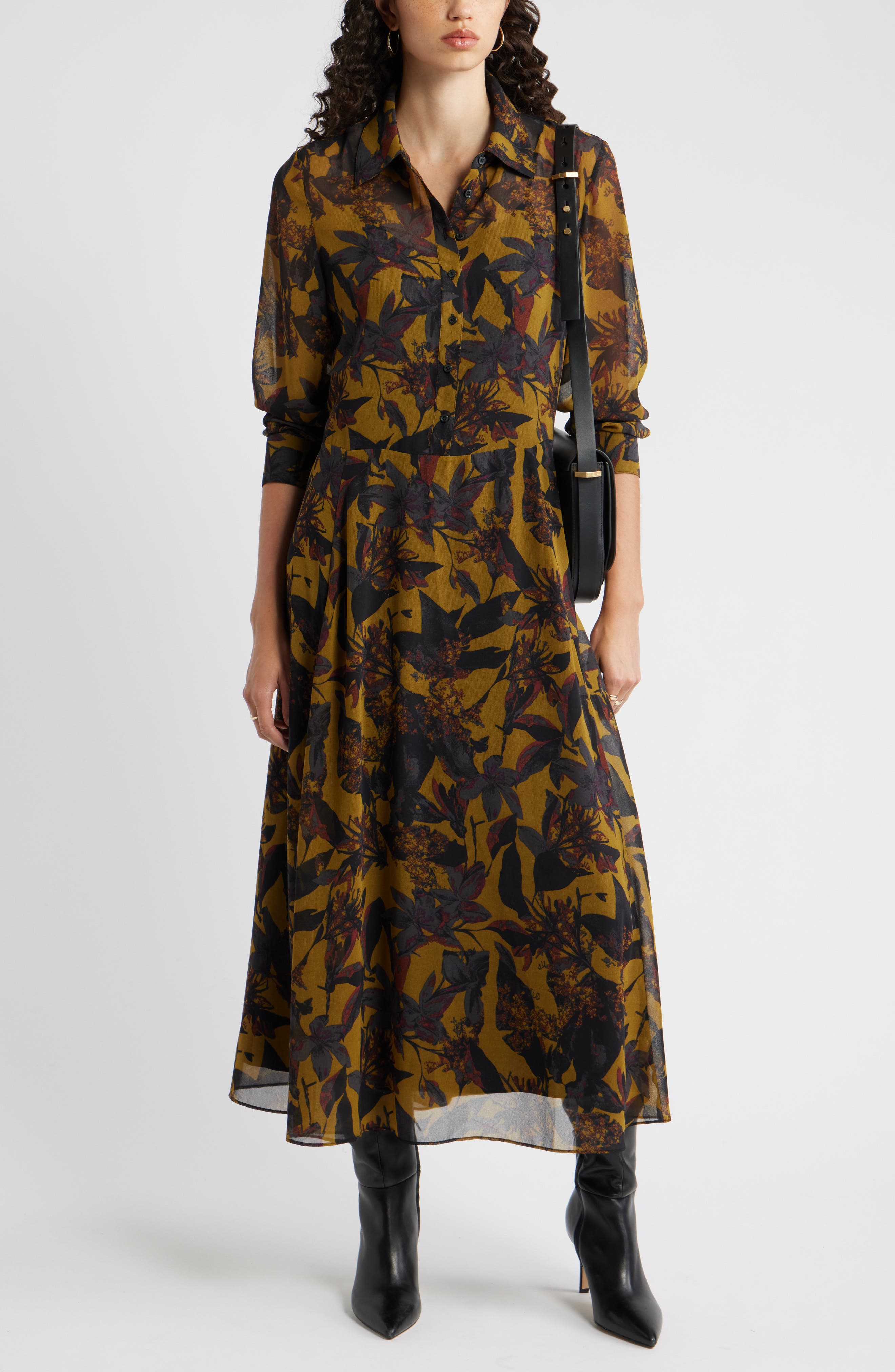 Nordstrom Floral Print Long Sleeve Shirtdress