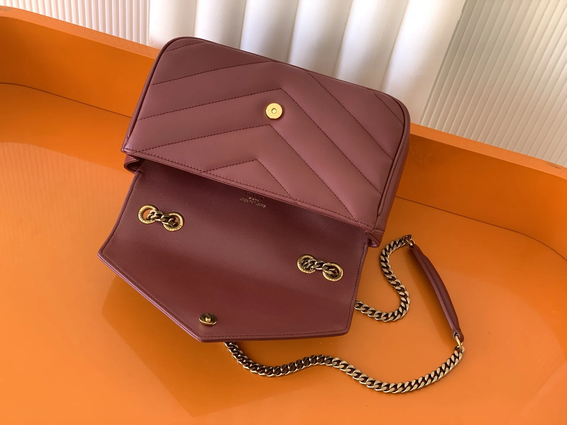 Saint Laurent Burgundy Loulou Lambskin Shoulder Bag product photo from LabelPicks