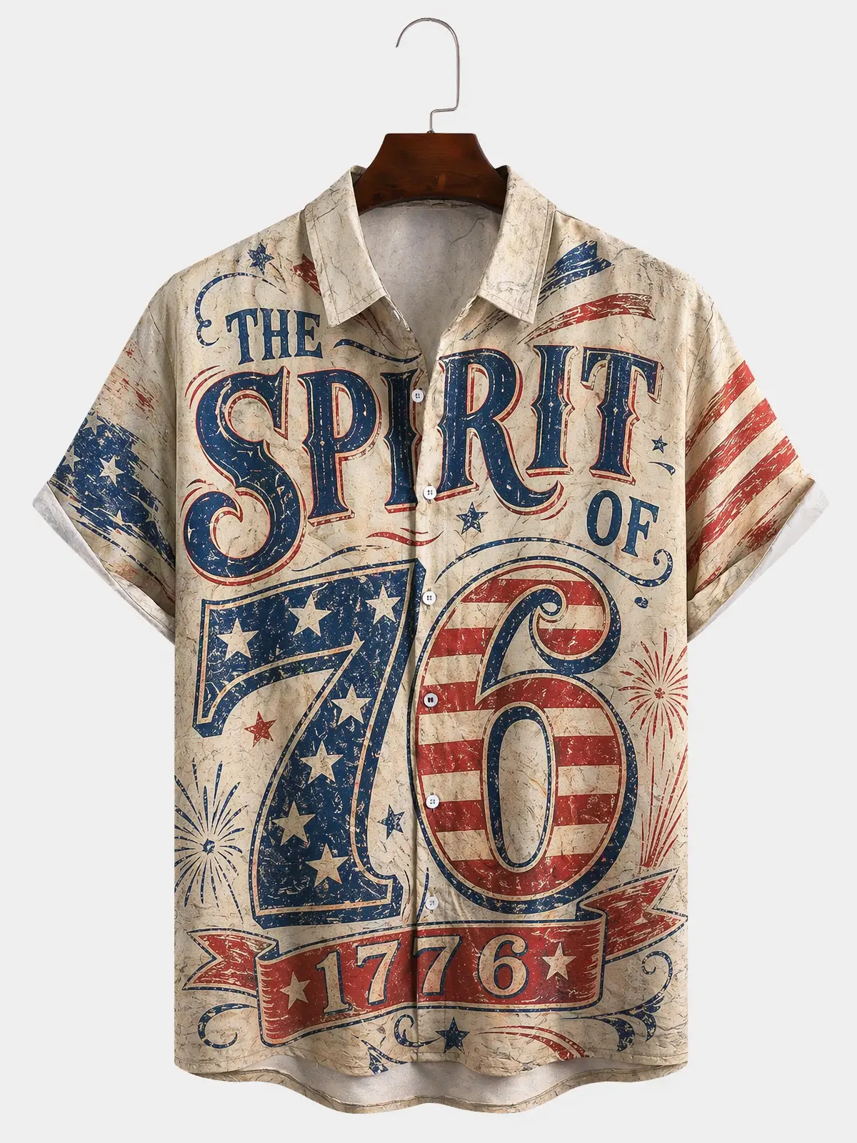 Men's printed shirts, The Spirit of 76 Vintage 1776 Patriotic Aloha Shirt