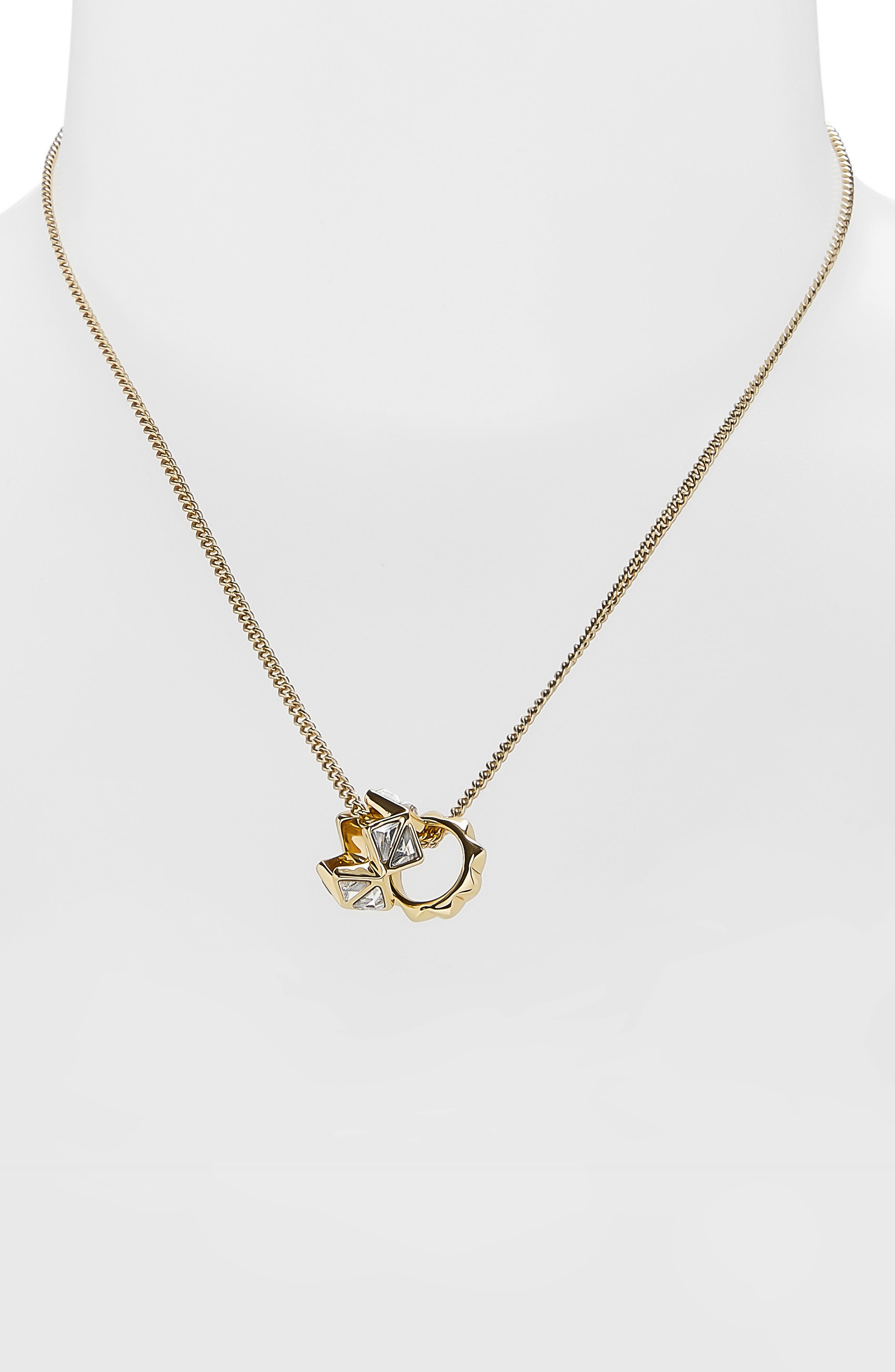 AllSaints Geometric Crystal Charm Pendant Necklace