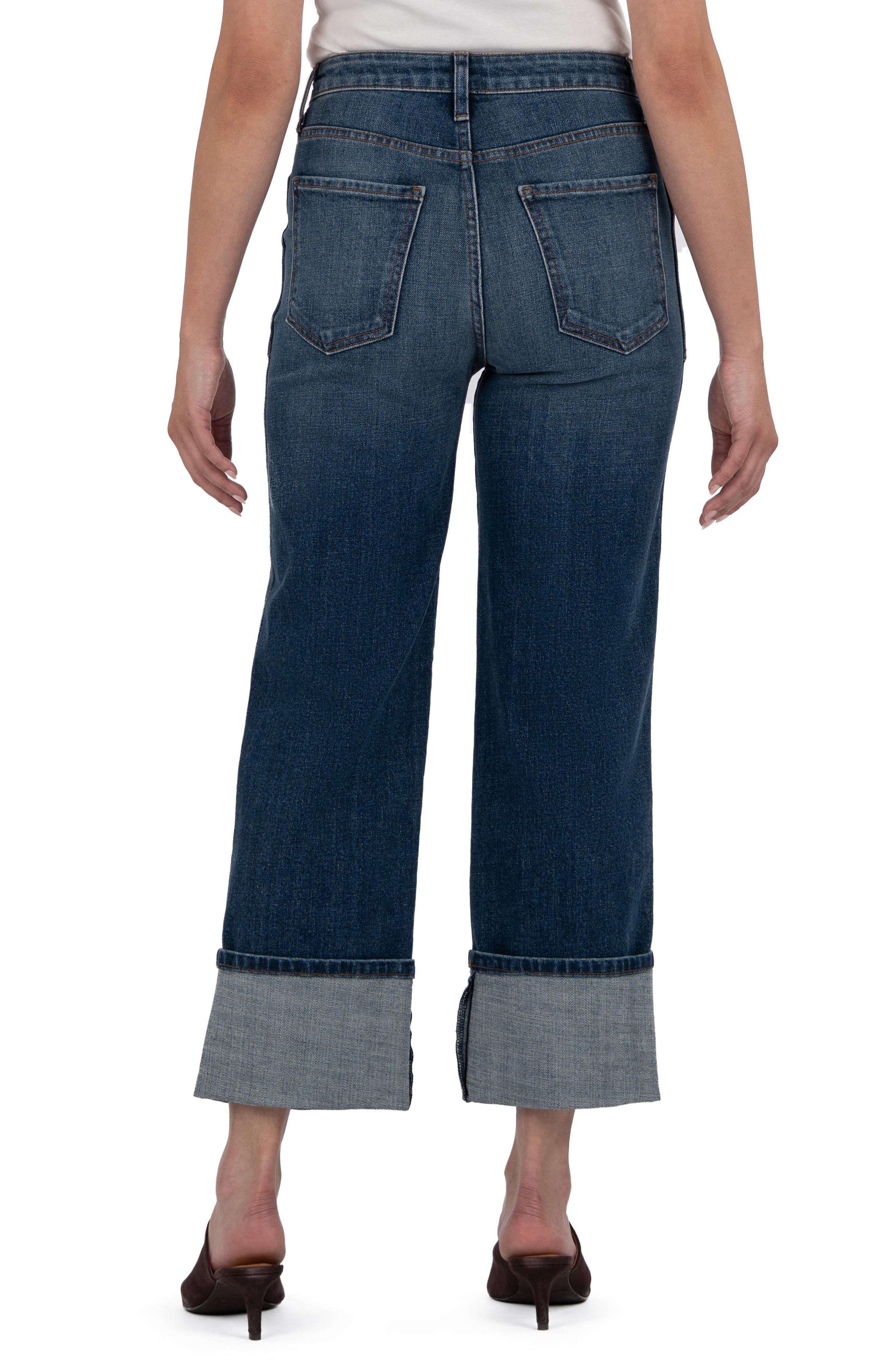 KUT from the Kloth Sienna Cuffed High Waist Relaxed Straight Leg Jeans