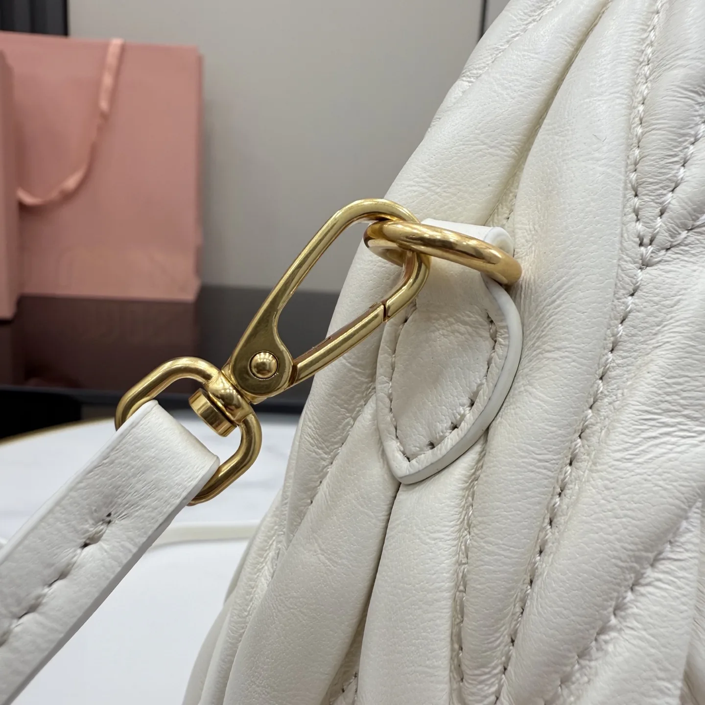 Miu Miu Matelasse White Lambskin Shoulder Bag product photo from LabelPicks