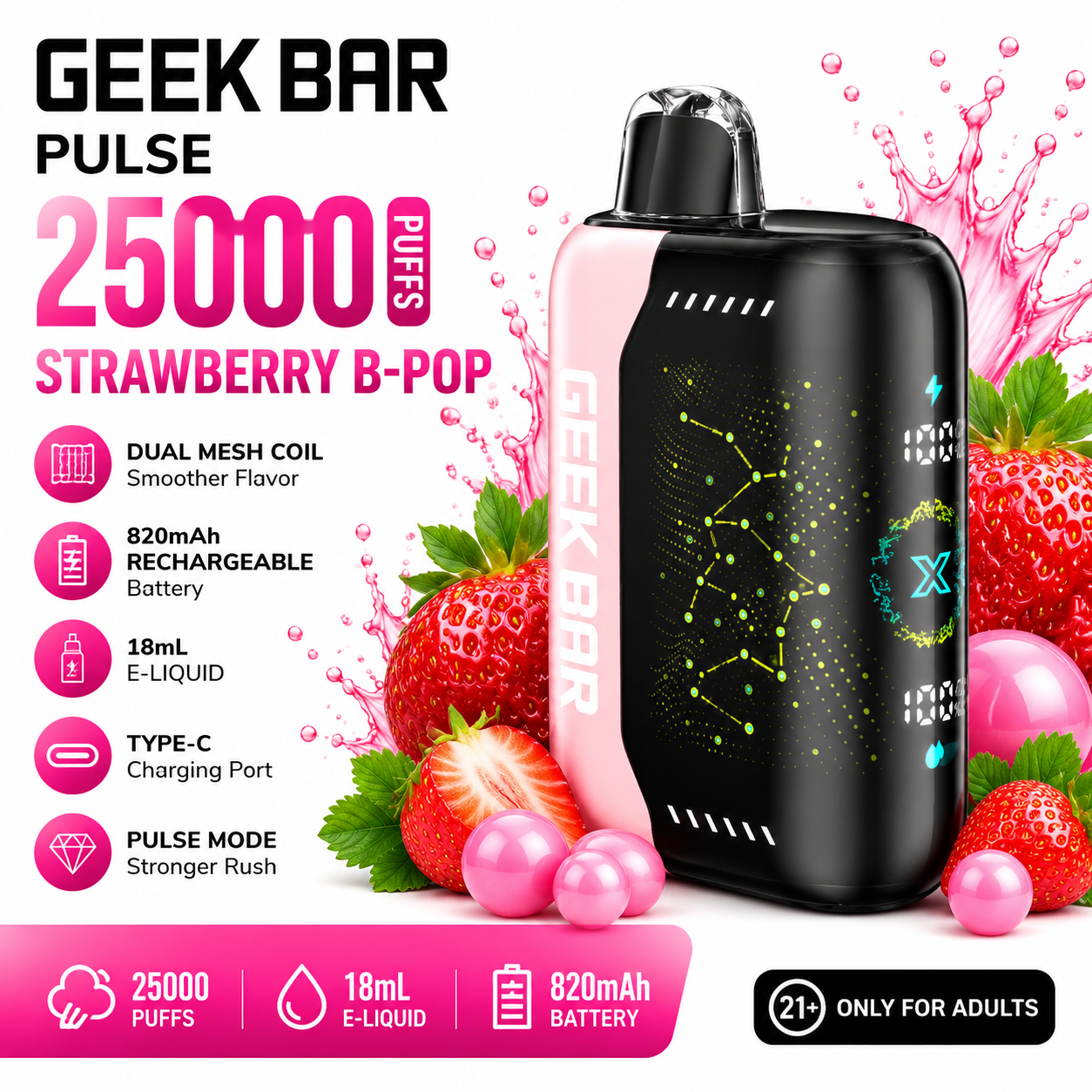 🔥 GEEK BAR Premium Flavor Device - 25000 Puffs | Fast U.S. Delivery