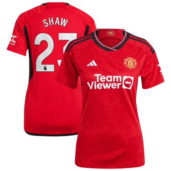 Luke Shaw Manchester United adidas Women's 2023/24 Home Replica Player Jersey - Red/Green