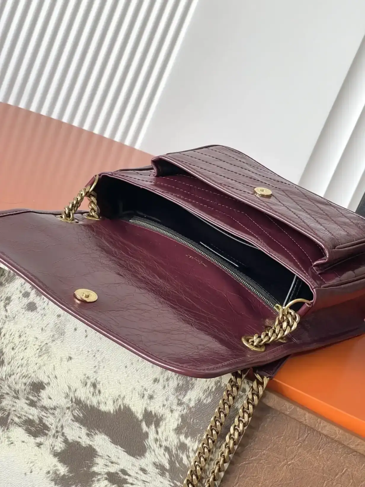 Saint Laurent Niki Burgundy Calfskin Shoulder Bag product photo from LabelPicks
