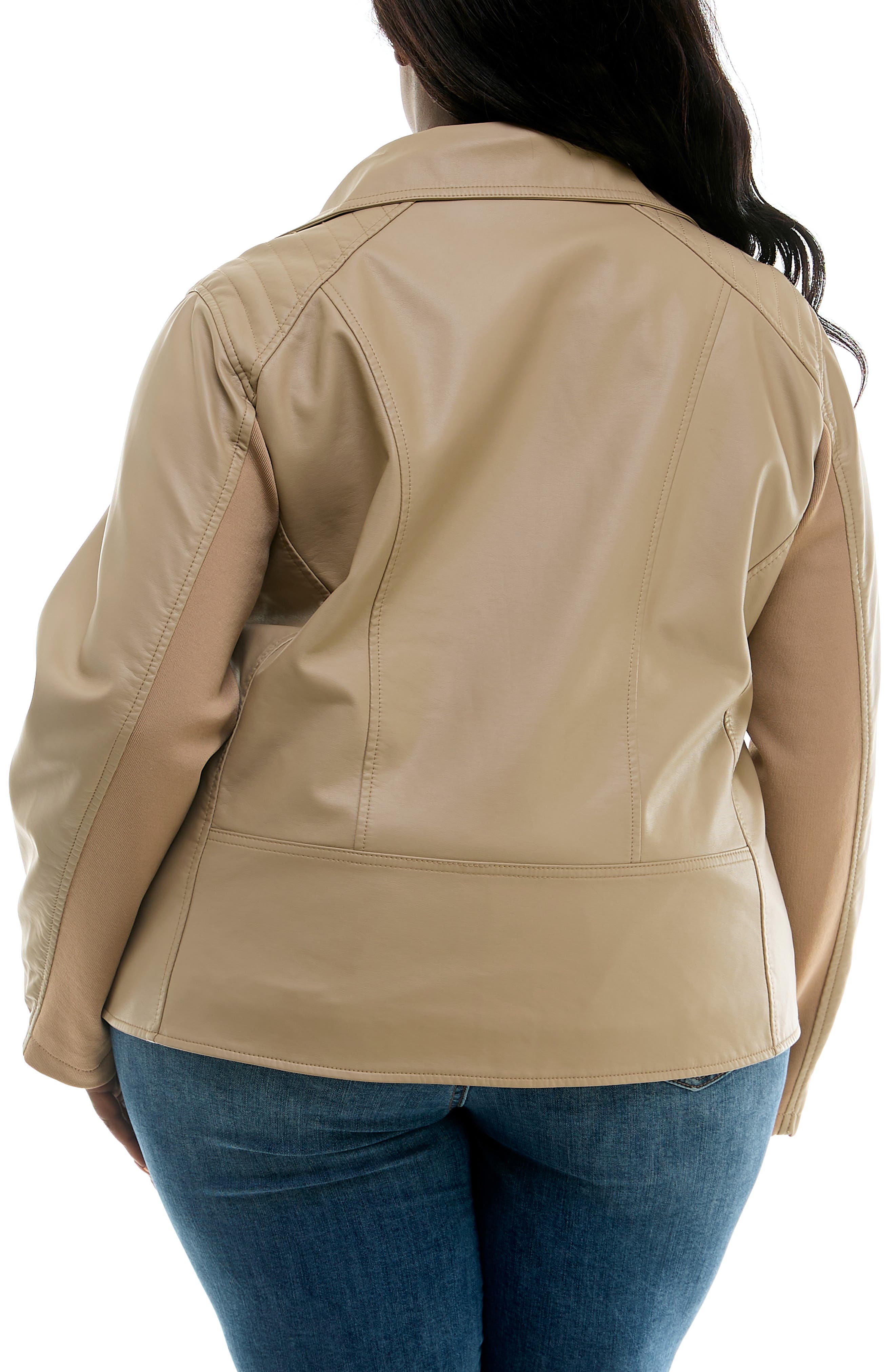 Nina Leonard Faux Leather Moto Jacket
