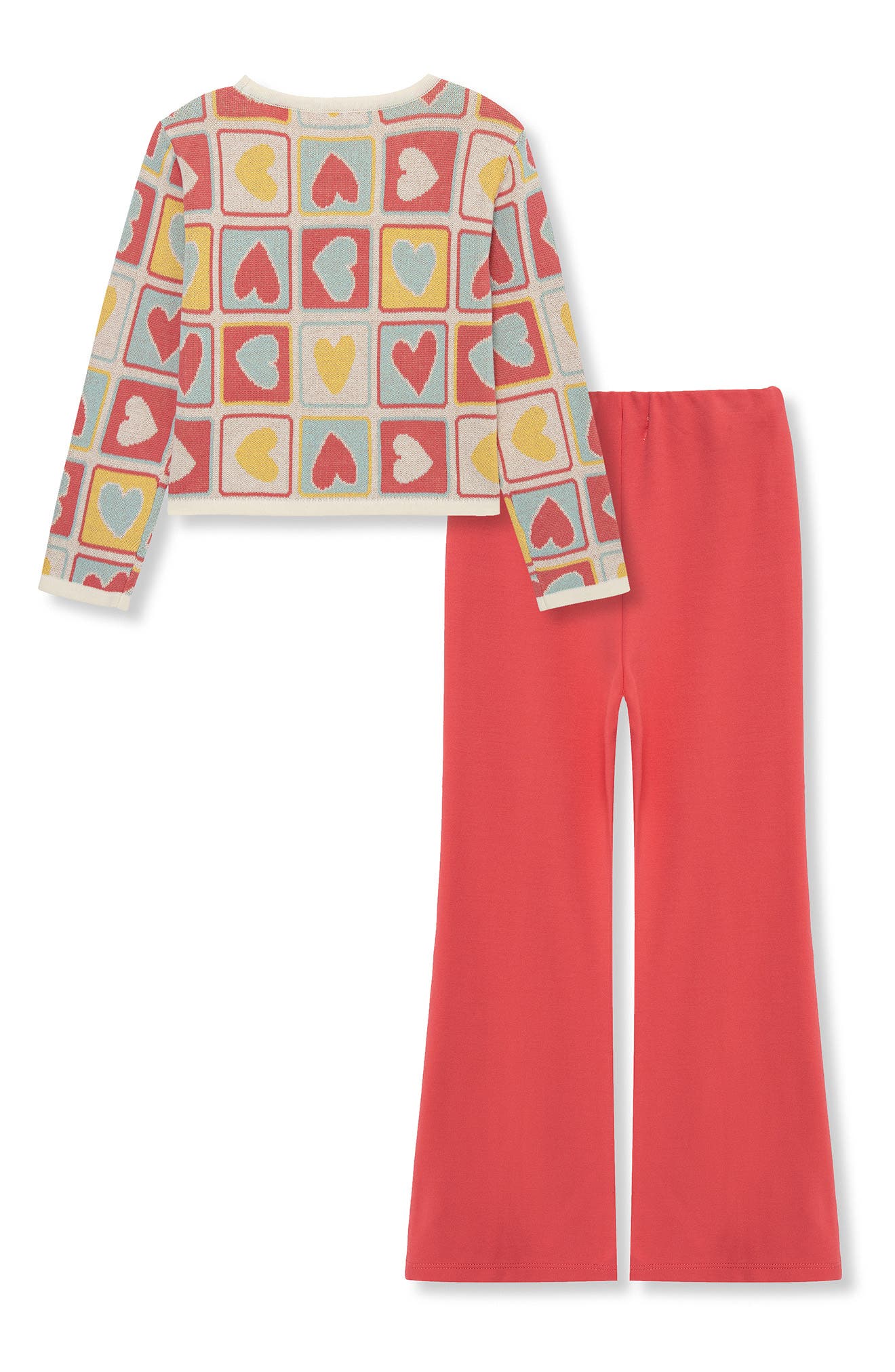 Peek Aren't You Curious Kids' Heart Grid Sweater & Flare Leg Pants Set